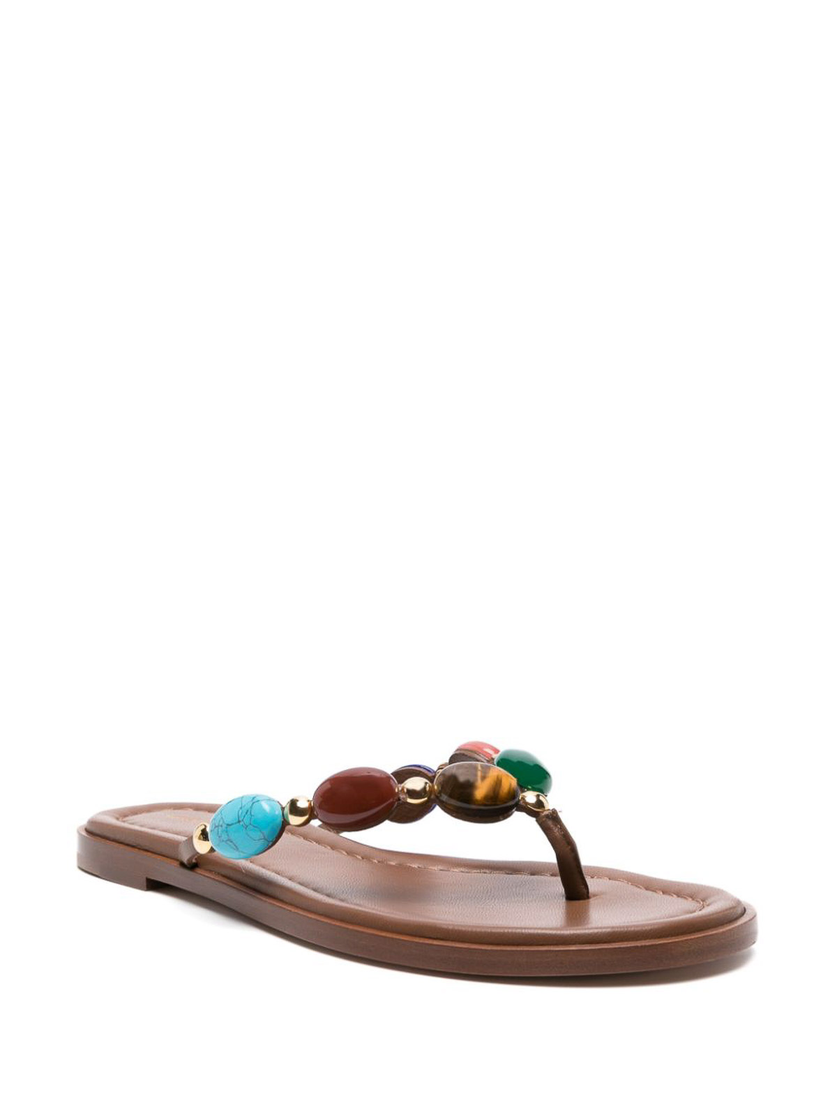Shop Gianvito Rossi Shanti Leather Thong Sandals In Marrón