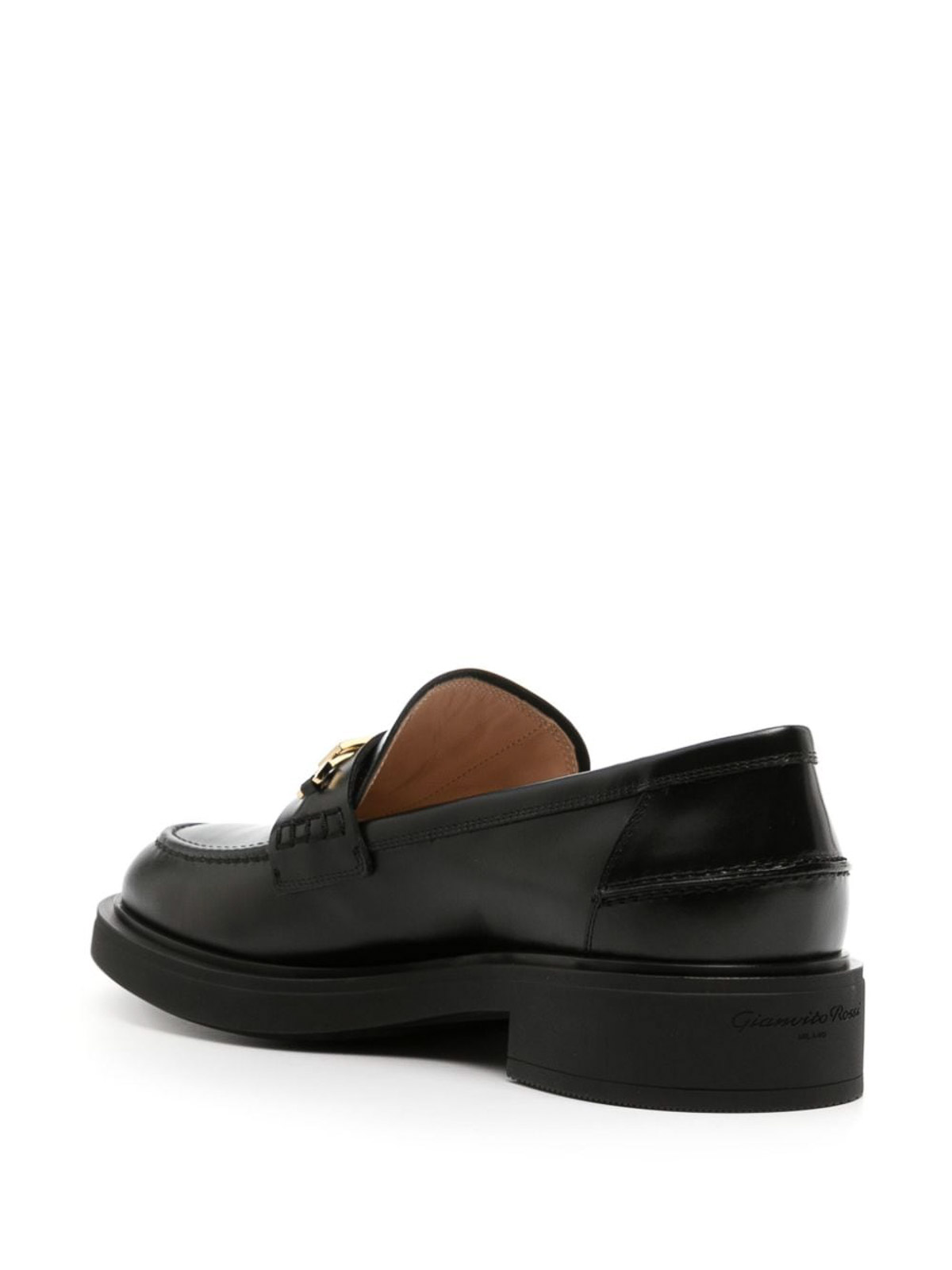 Shop Gianvito Rossi Leather Loafers In Negro