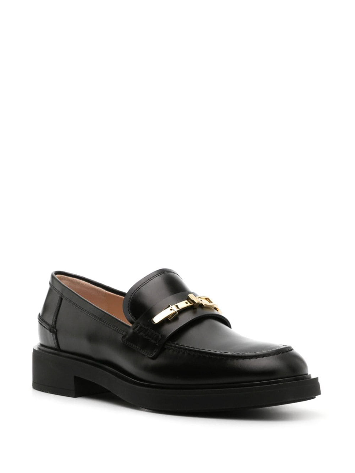 Shop Gianvito Rossi Leather Loafers In Negro