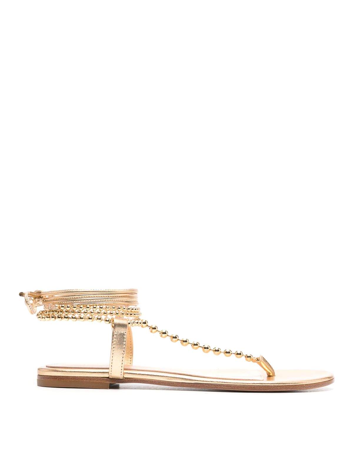 Gianvito Rossi Soleil Leather Thong Sandals In Beis