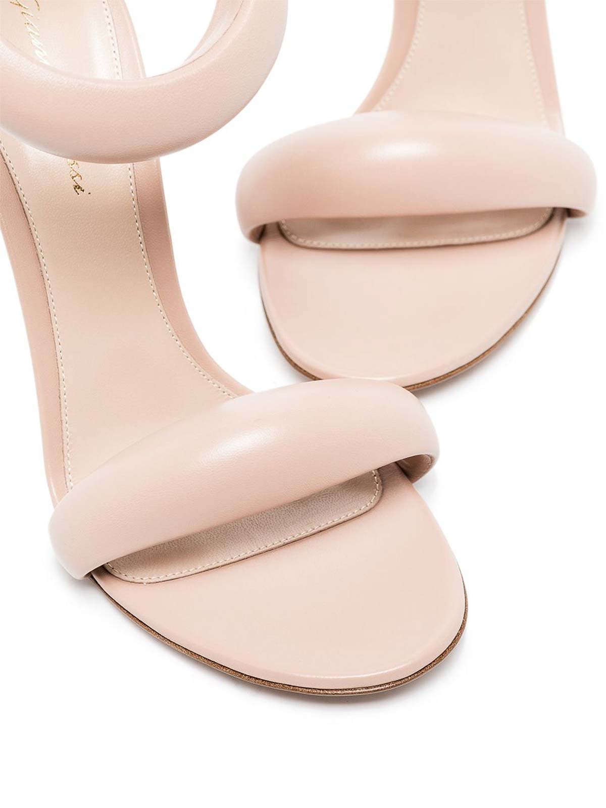 Shop Gianvito Rossi Bijoux Leather Heel Sandals In Beige