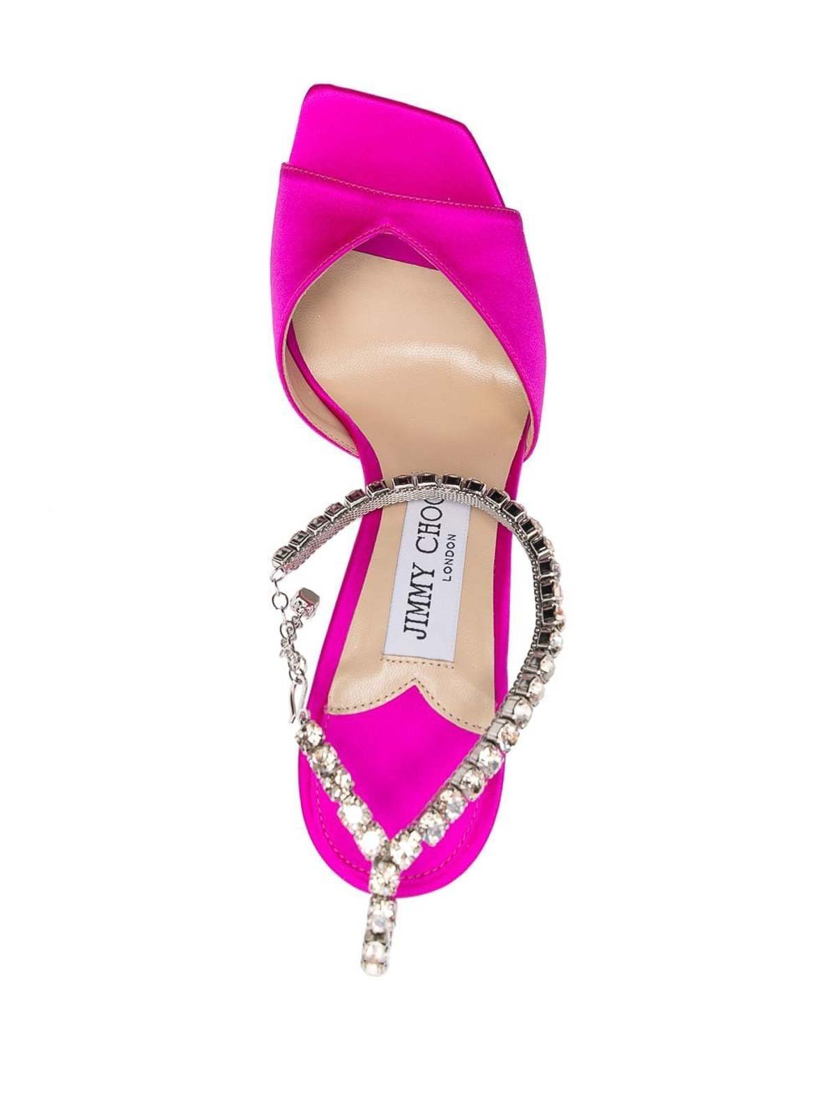 Shop Jimmy Choo Saeda 100 Crystal Heel Sandals In Color Carne Y Neutral