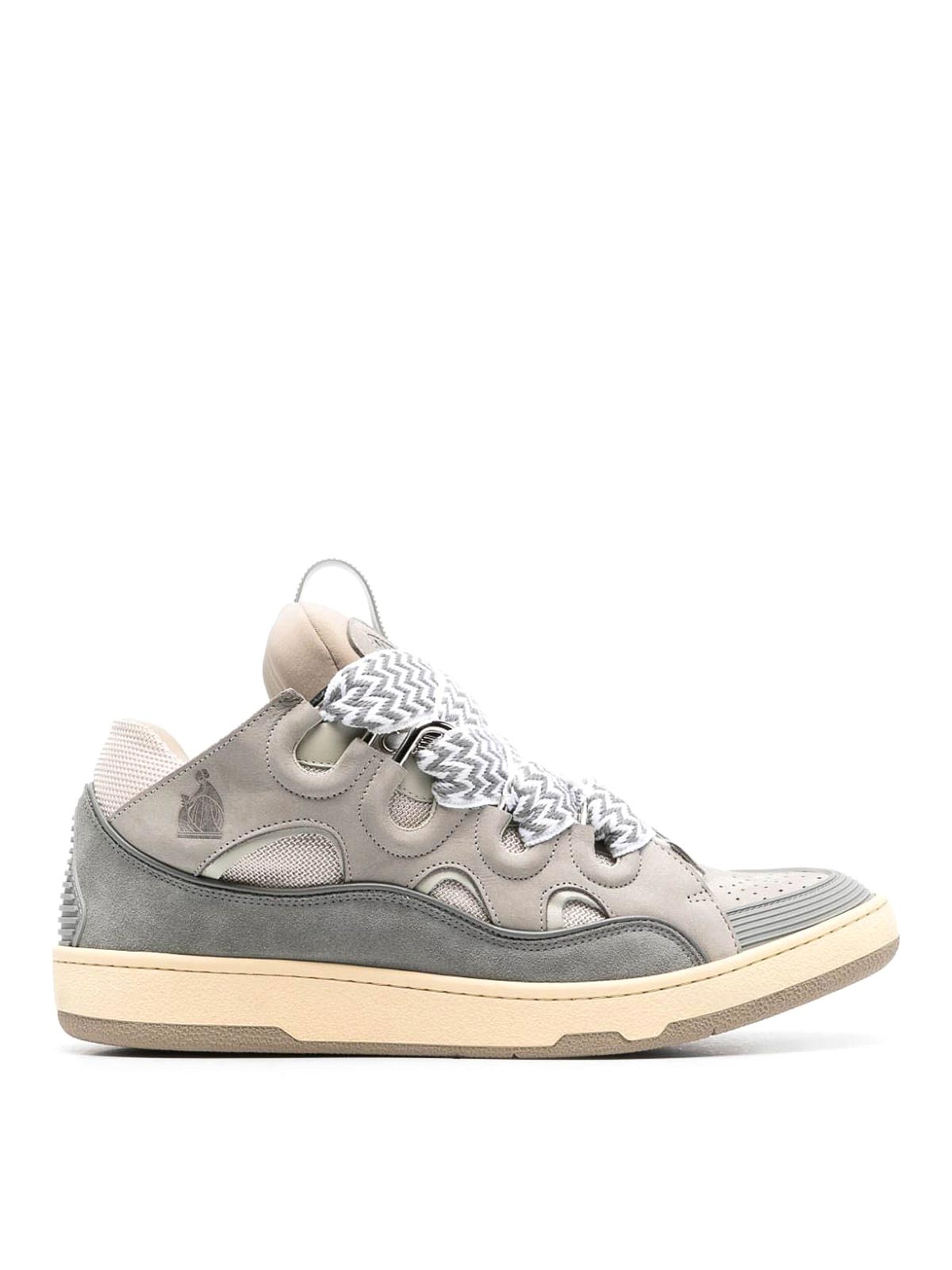 Shop Lanvin Curb Leather Sneakers In Grey