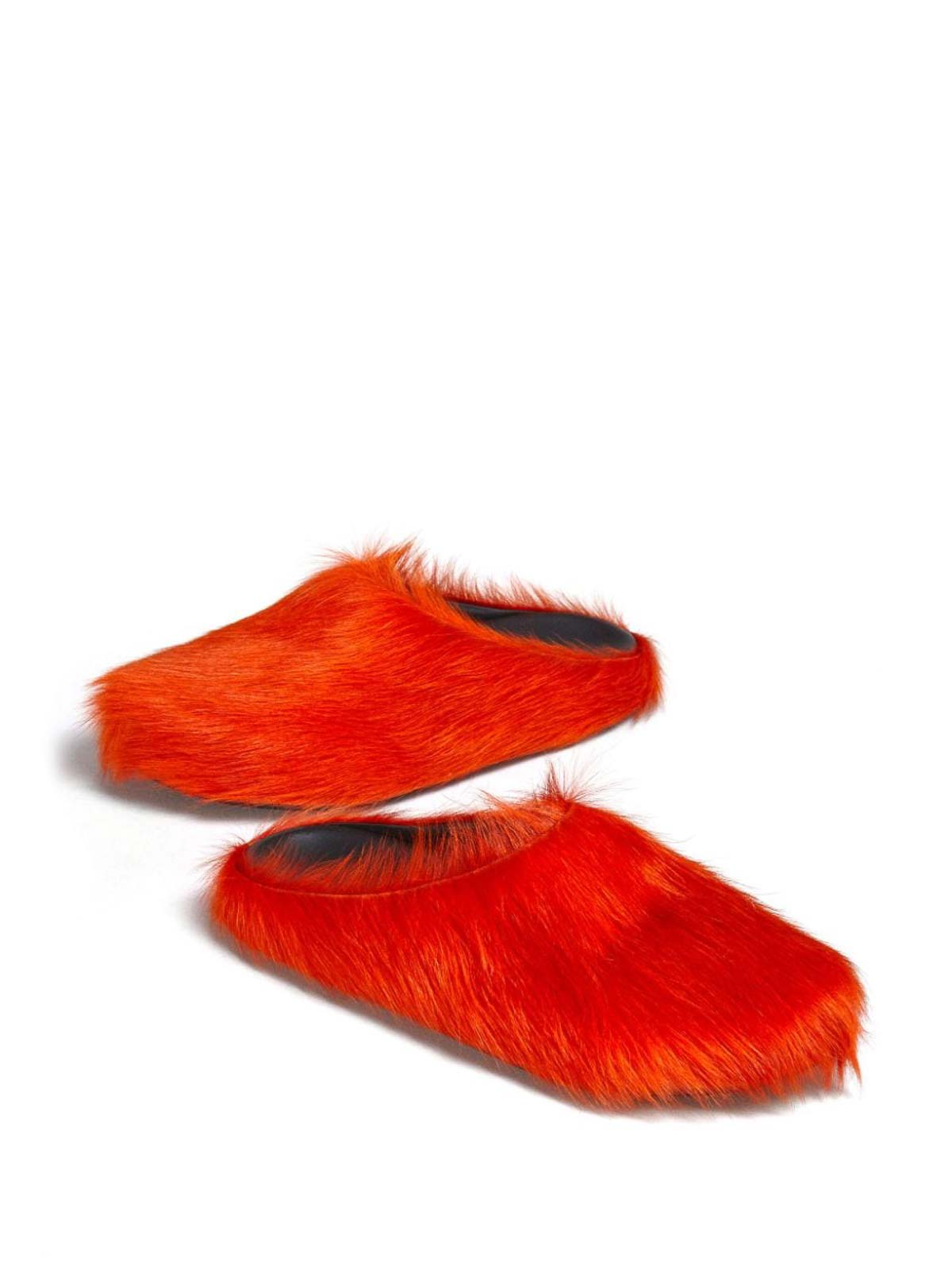 Shop Marni Fussbett Faux-fur Slippers In Naranja