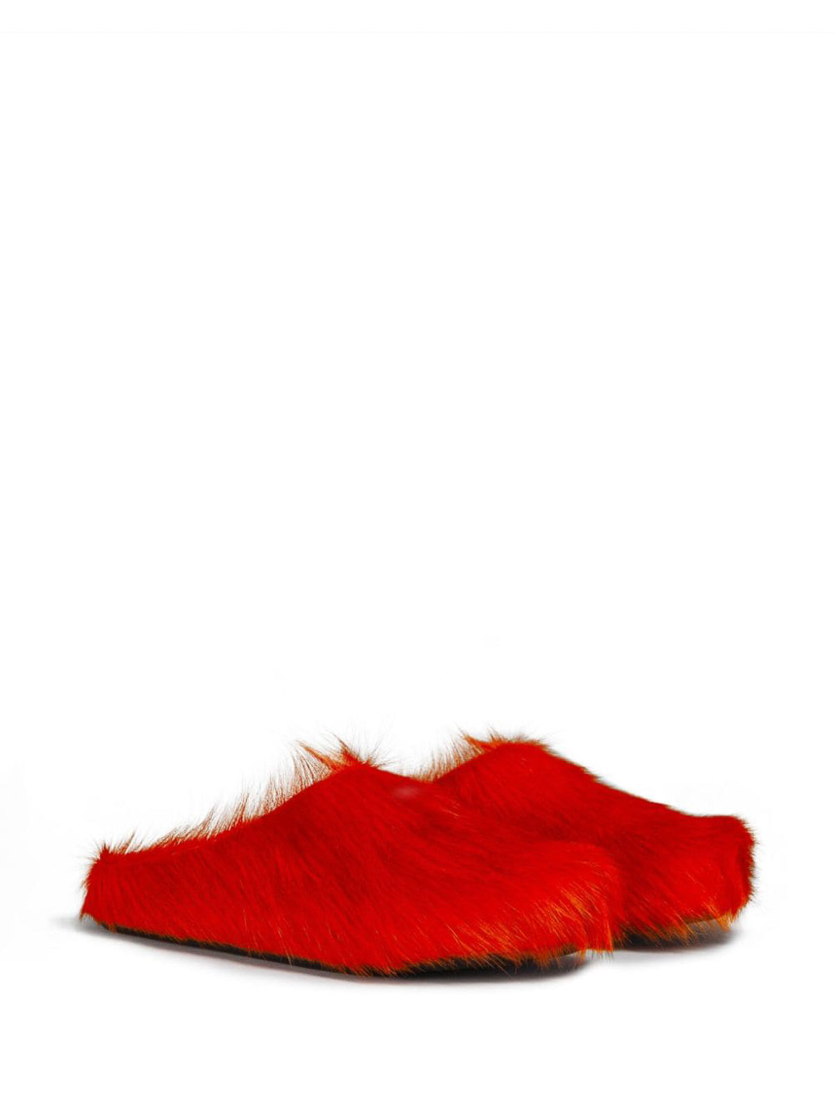 Shop Marni Fussbett Faux-fur Slippers In Naranja