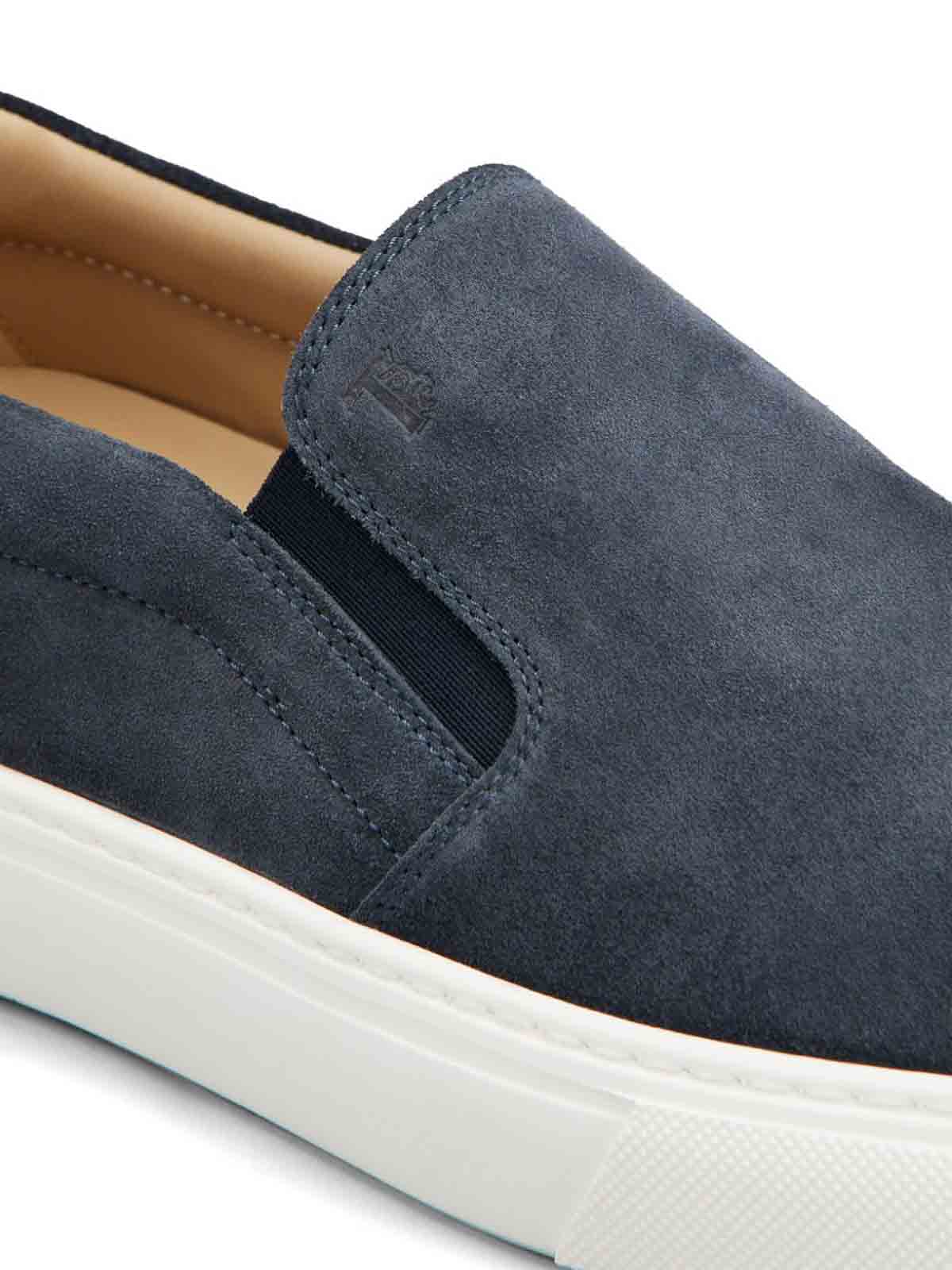 Shop Tod's Suede Slip-on Loafers In Azul
