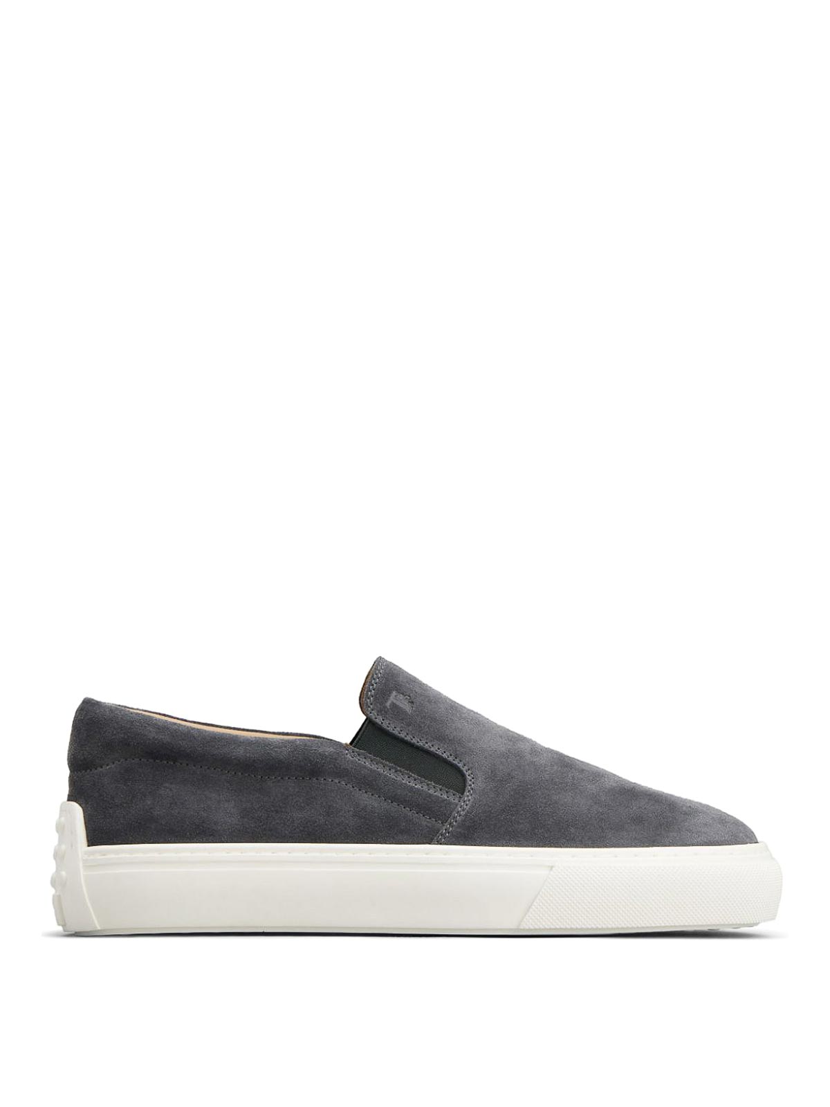 Tod's Suede Slip-on Loafers In Grey