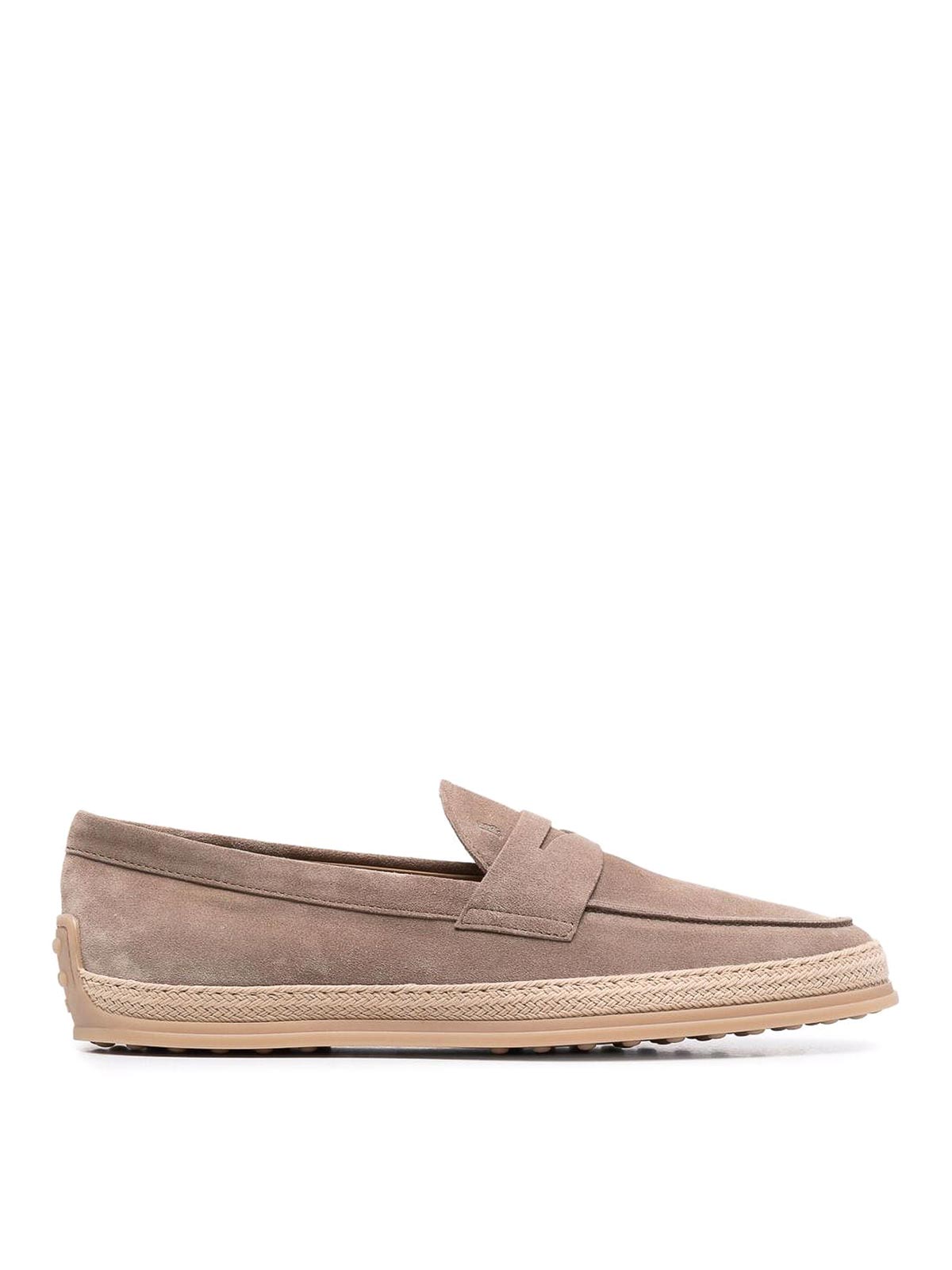 Tod's Suede Loafers In Gris