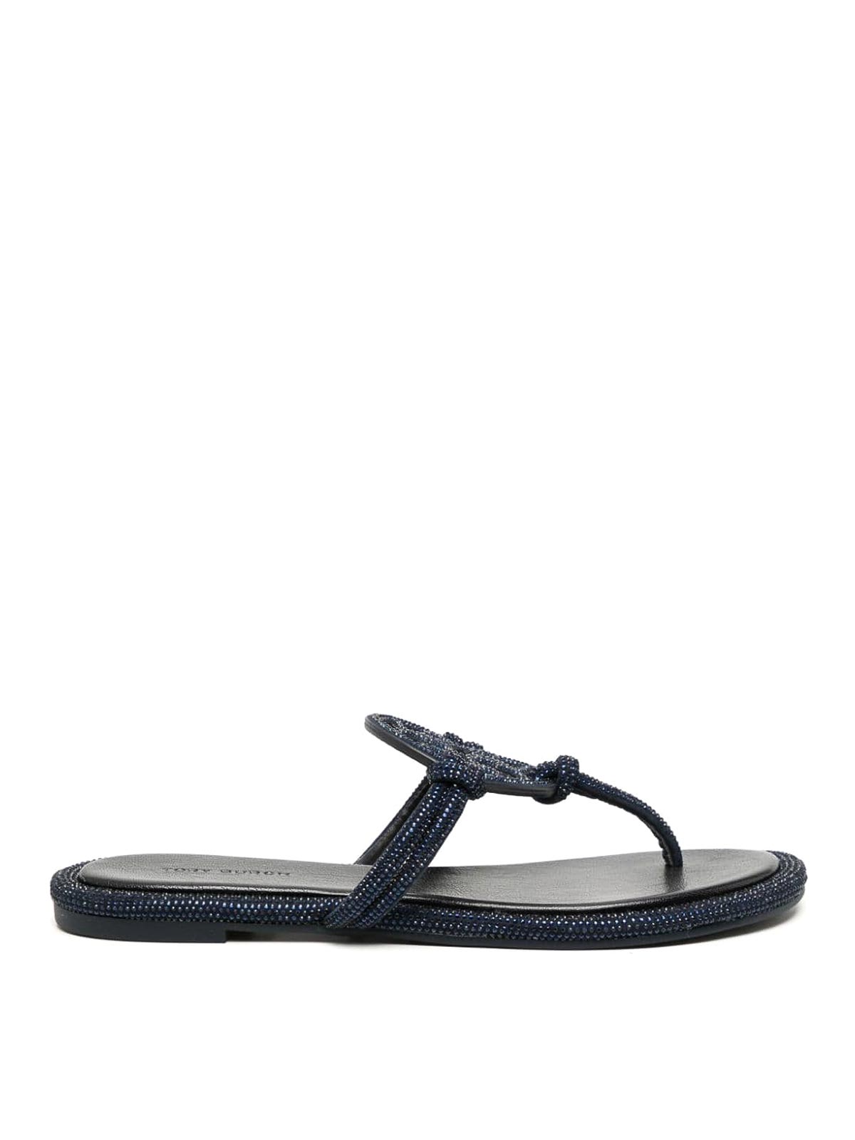 Shop Tory Burch Miller Leather Thong Sandals In Azul