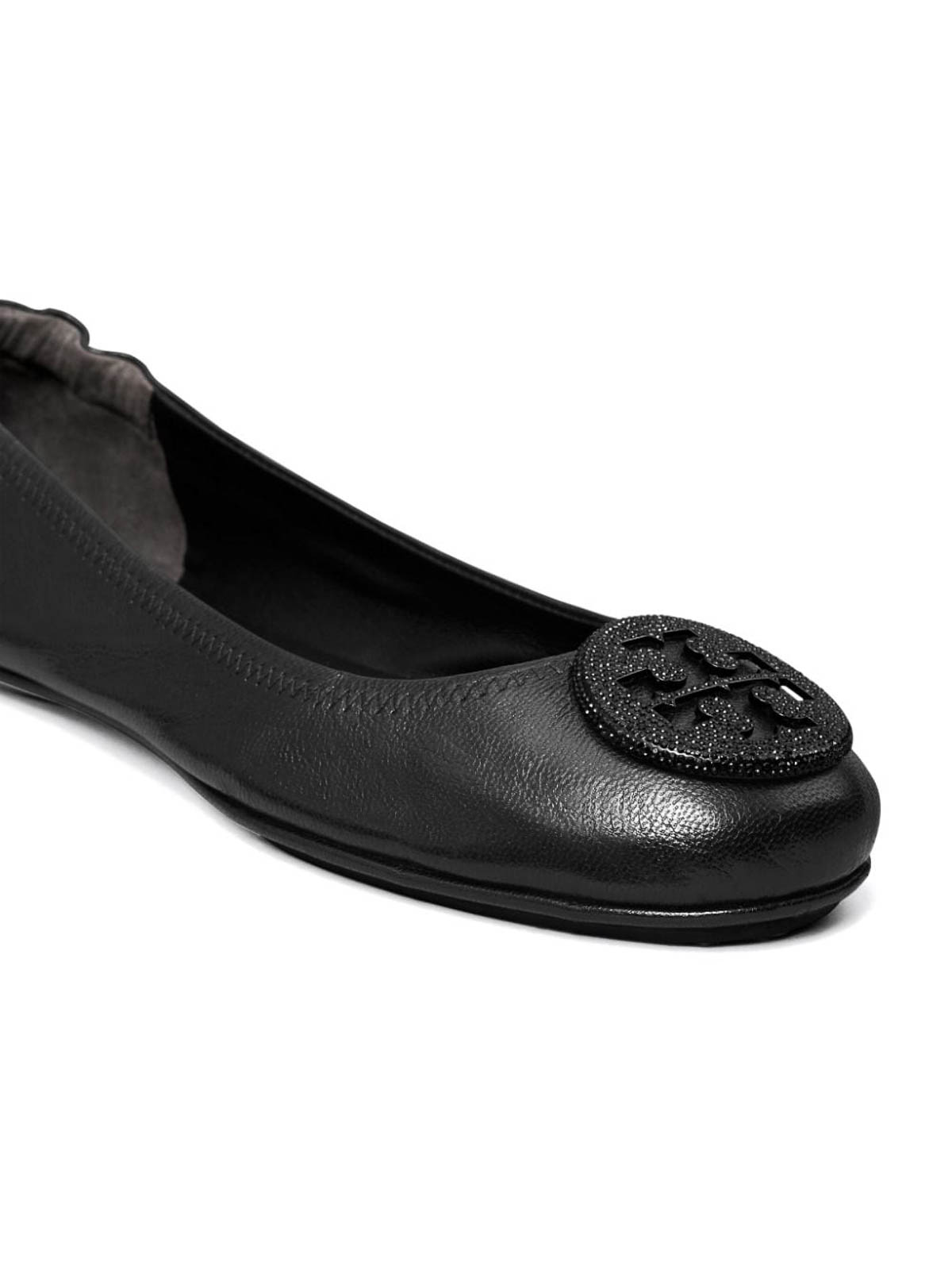 Shop Tory Burch Minnie Leather Ballet Flats In Negro