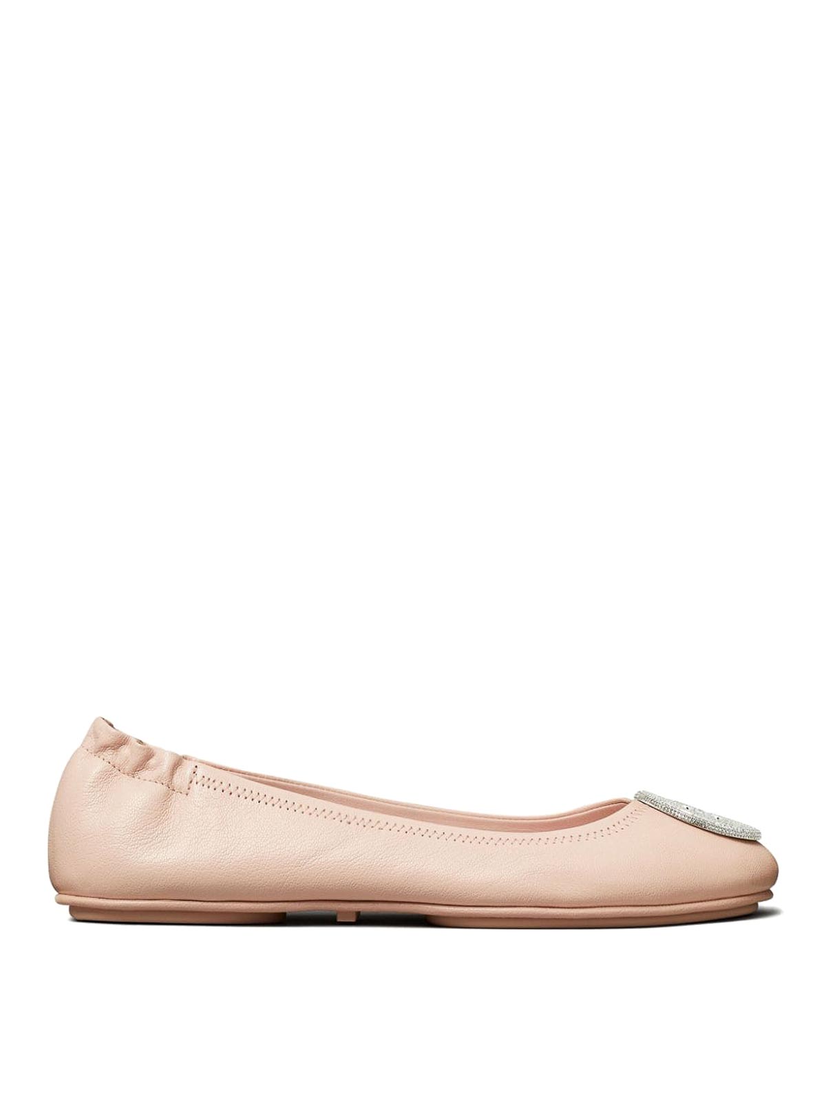 Shop Tory Burch Minnie Leather Ballet Flats In Light Pink