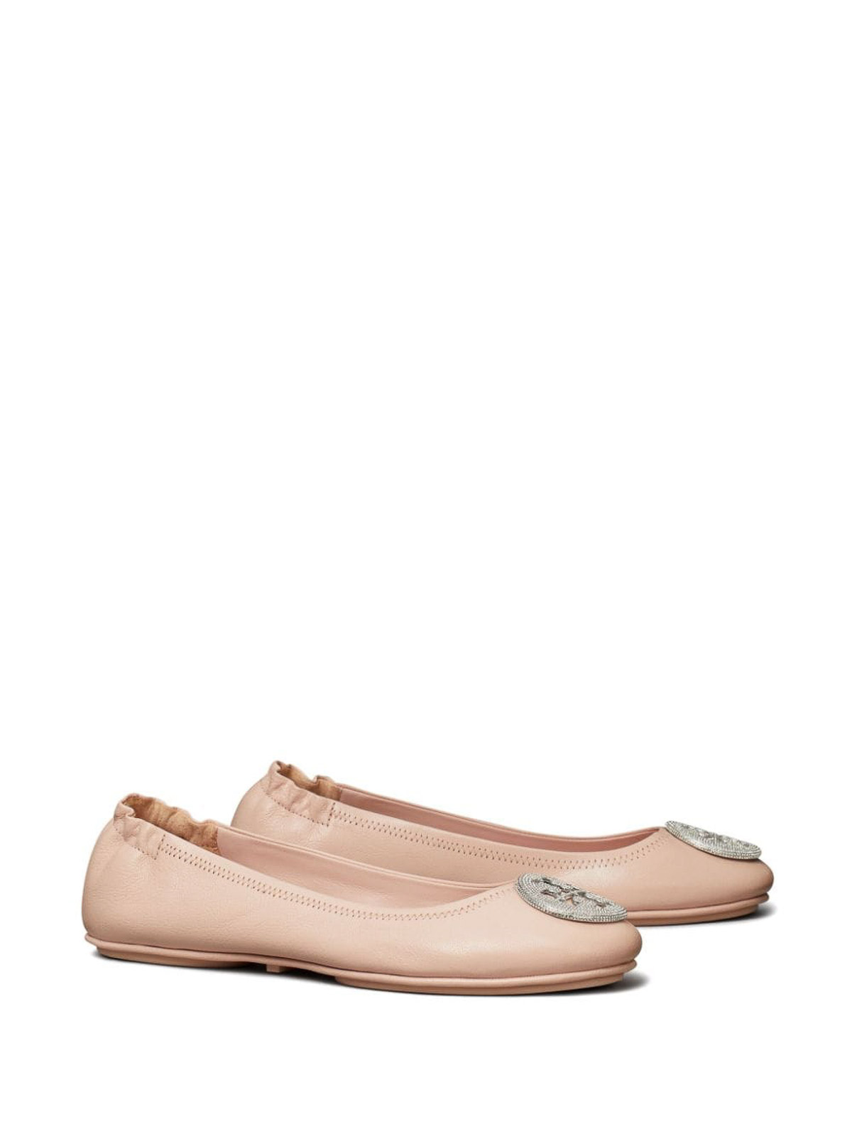 Shop Tory Burch Minnie Leather Ballet Flats In Light Pink
