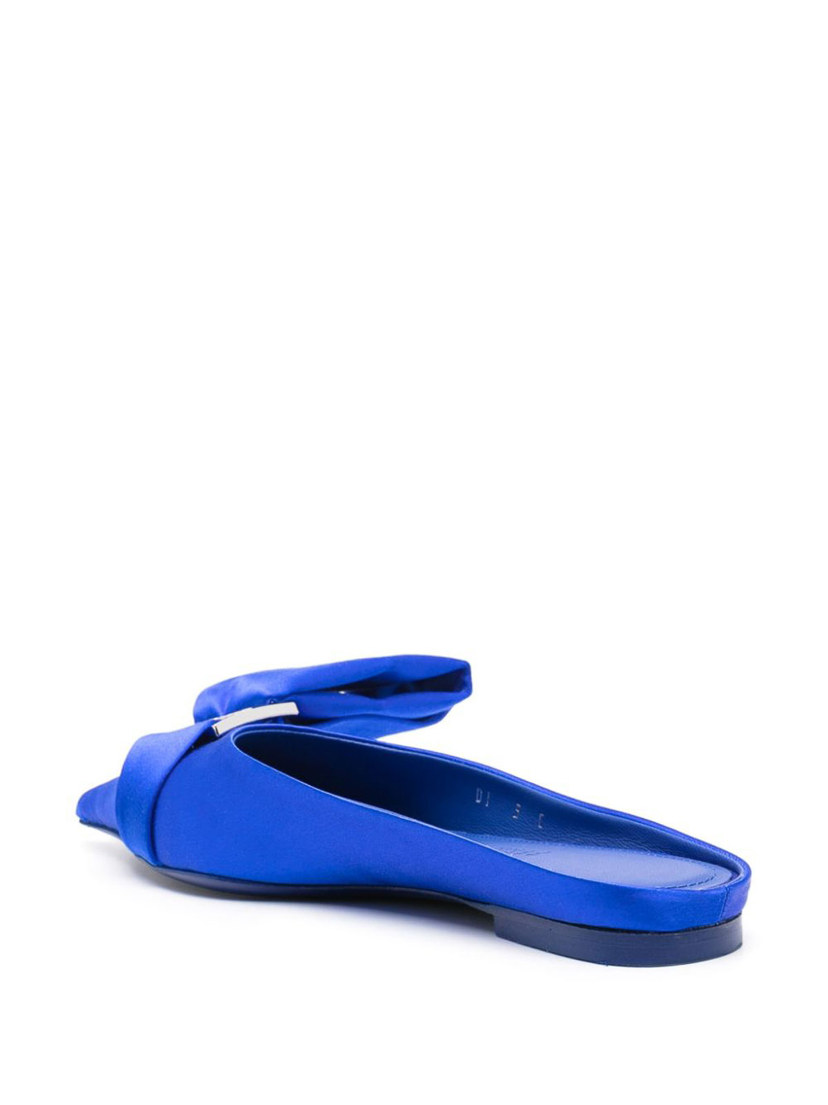 Shop Ferragamo Bow Leather Slippers In Blue