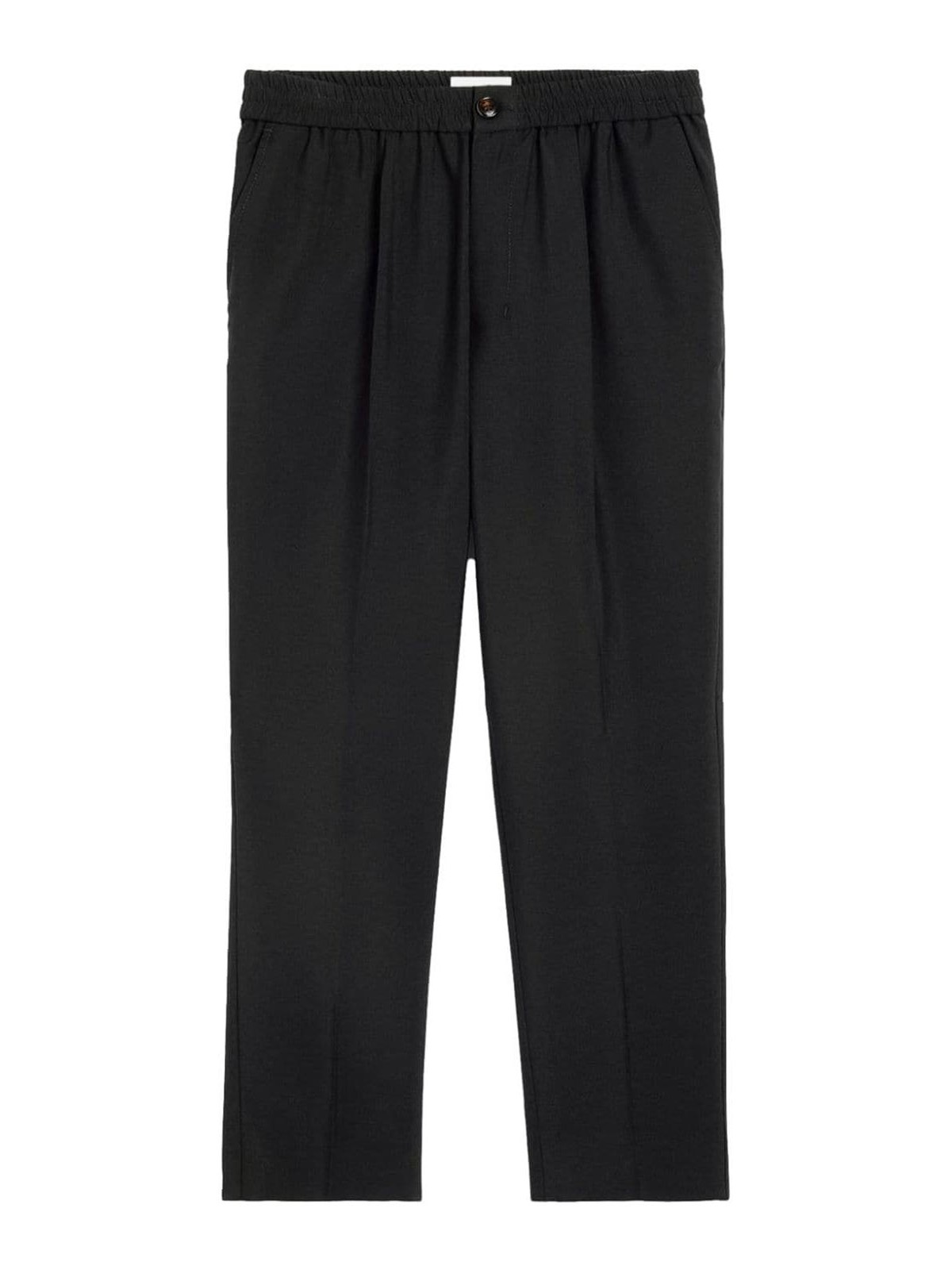 Shop Ami Alexandre Mattiussi Cropped Virgin Wool Tapered Trousers In Black