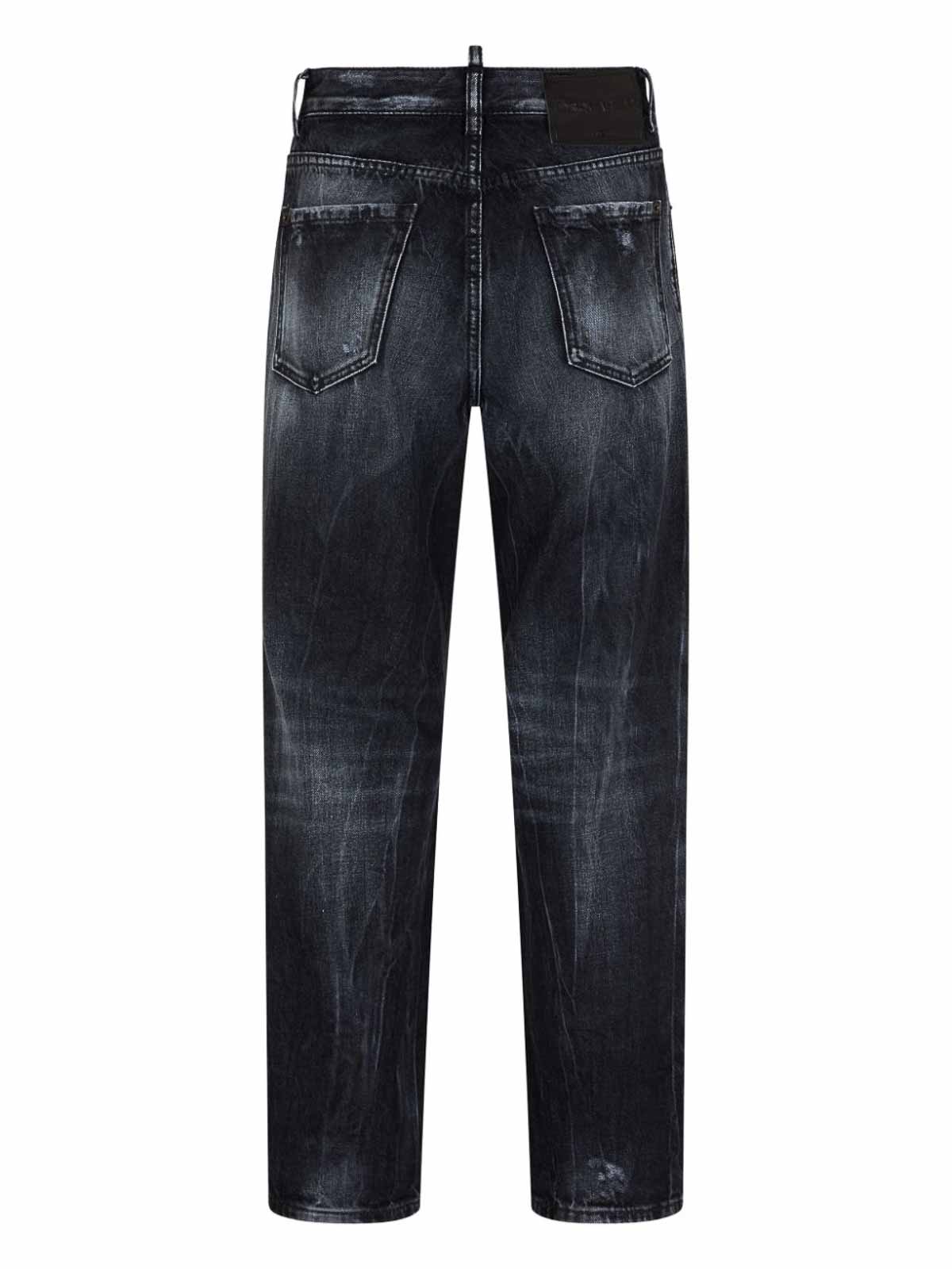 Shop Dsquared2 Ripped Straight-leg Jeans In Black