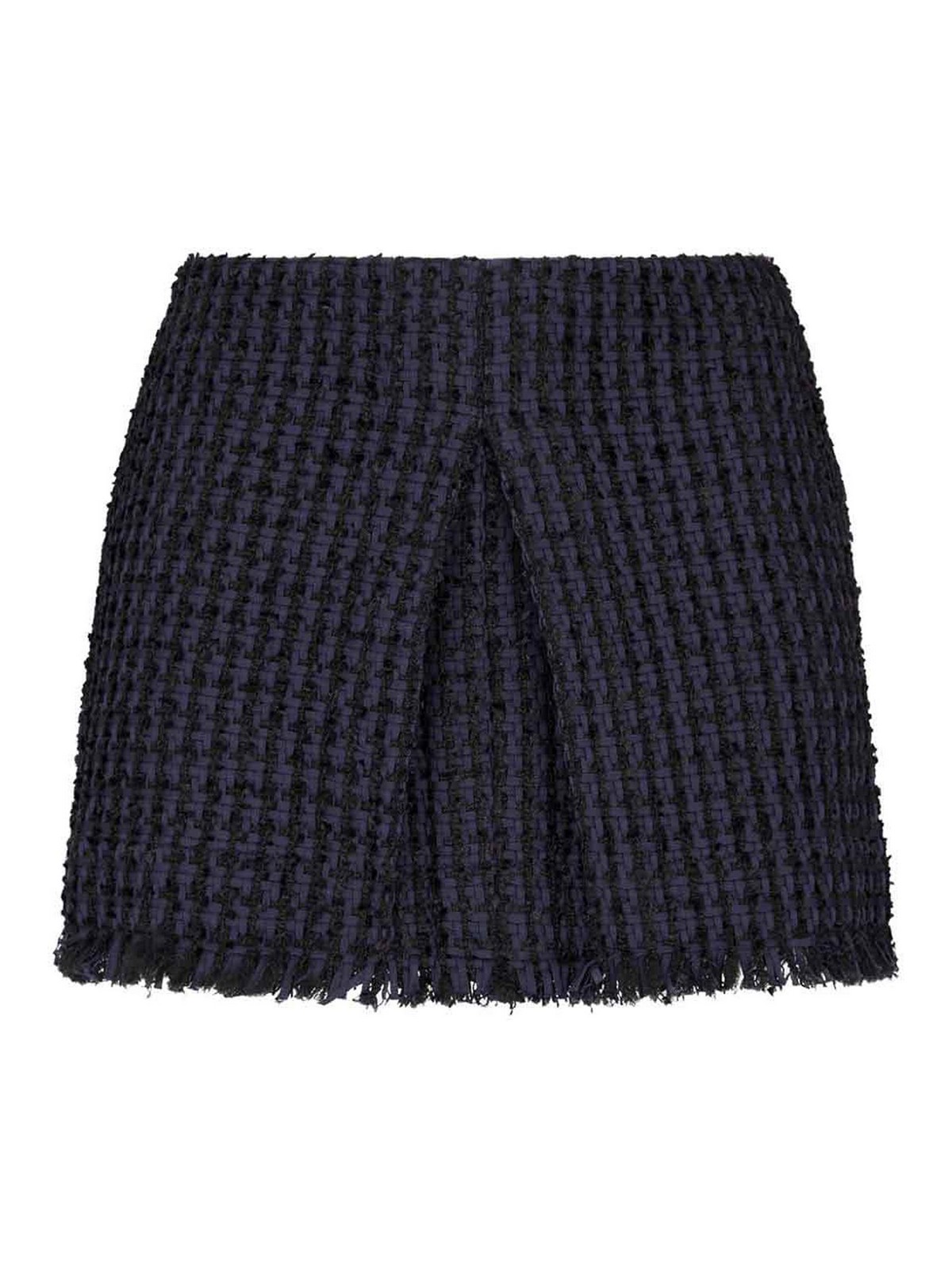 Shop Dsquared2 Tweed Frayed-hem Miniskirt In Dark Blue