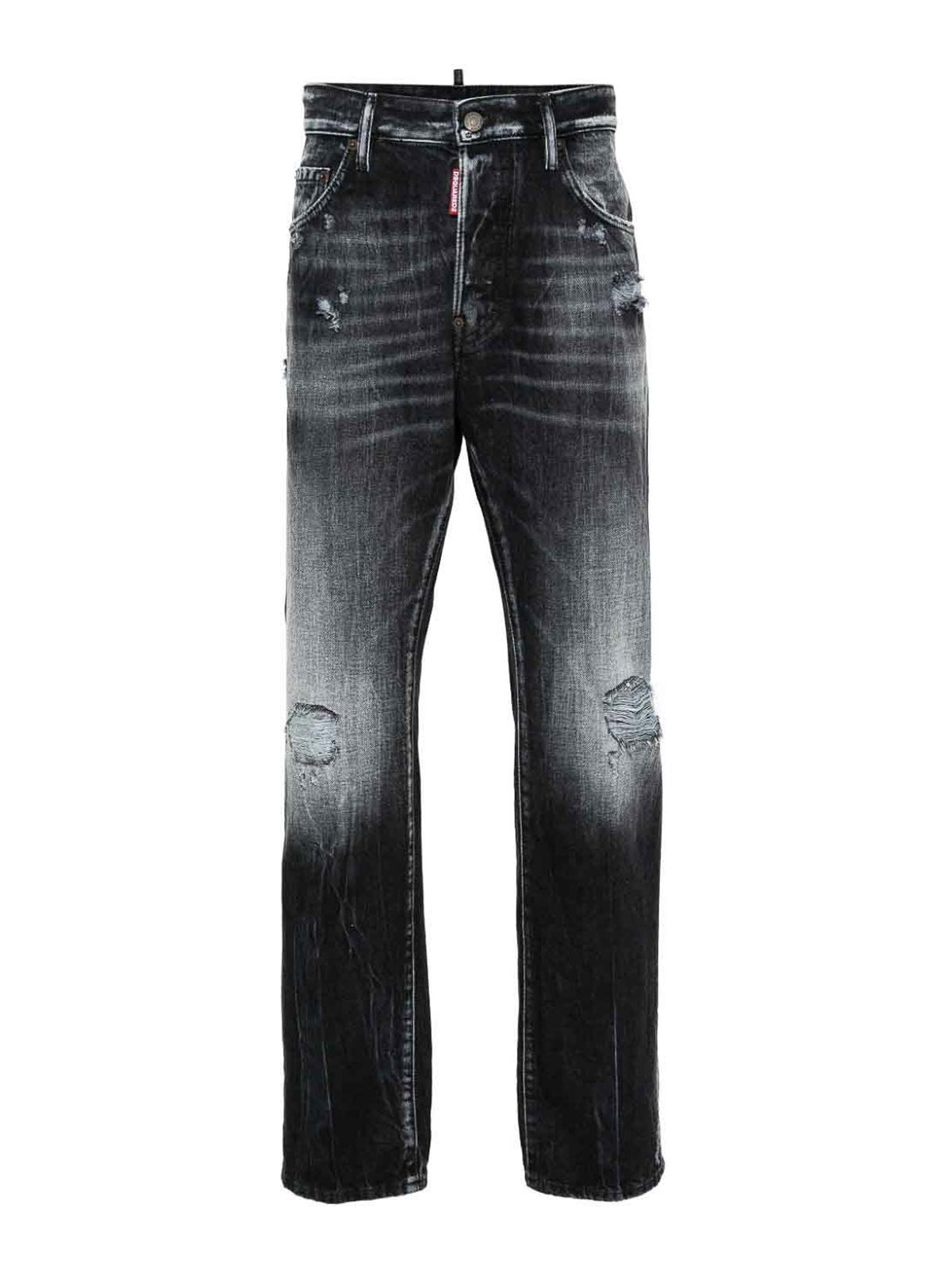 Shop Dsquared2 642 Distressed Slim-leg Jeans In Black