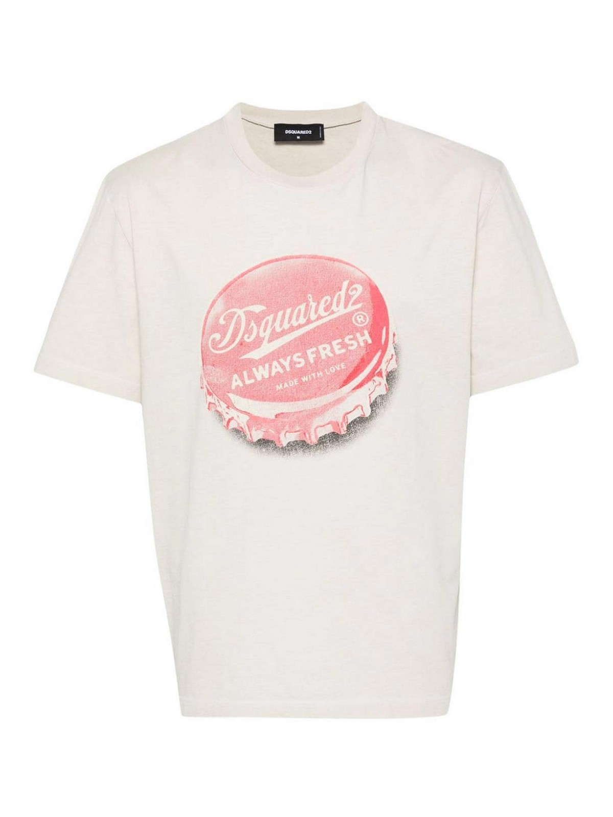 Dsquared2 Graphic-print Cotton T-shirt In Beige