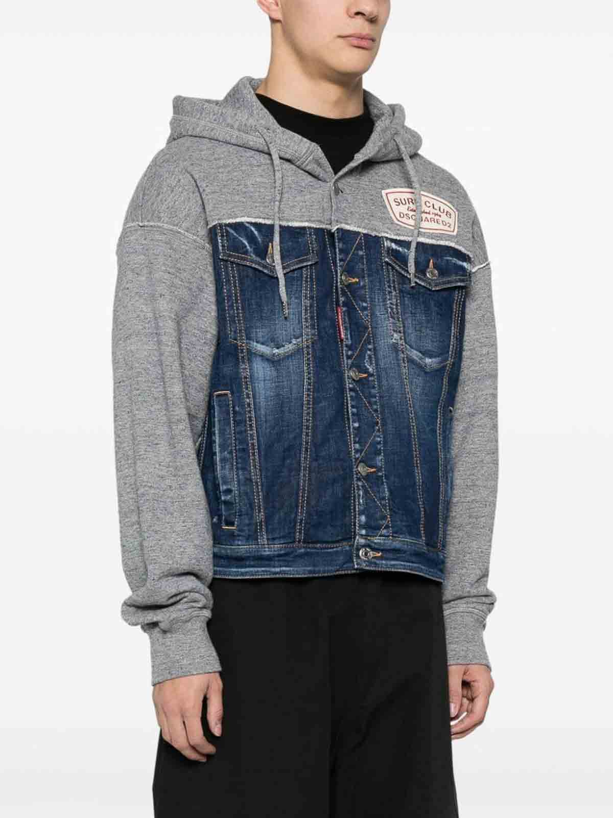 Shop Dsquared2 Panelled Hooded Jacket In Grey