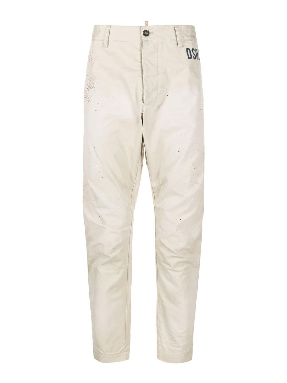 Shop Dsquared2 Sexy Cotton Chino Trousers In Beige