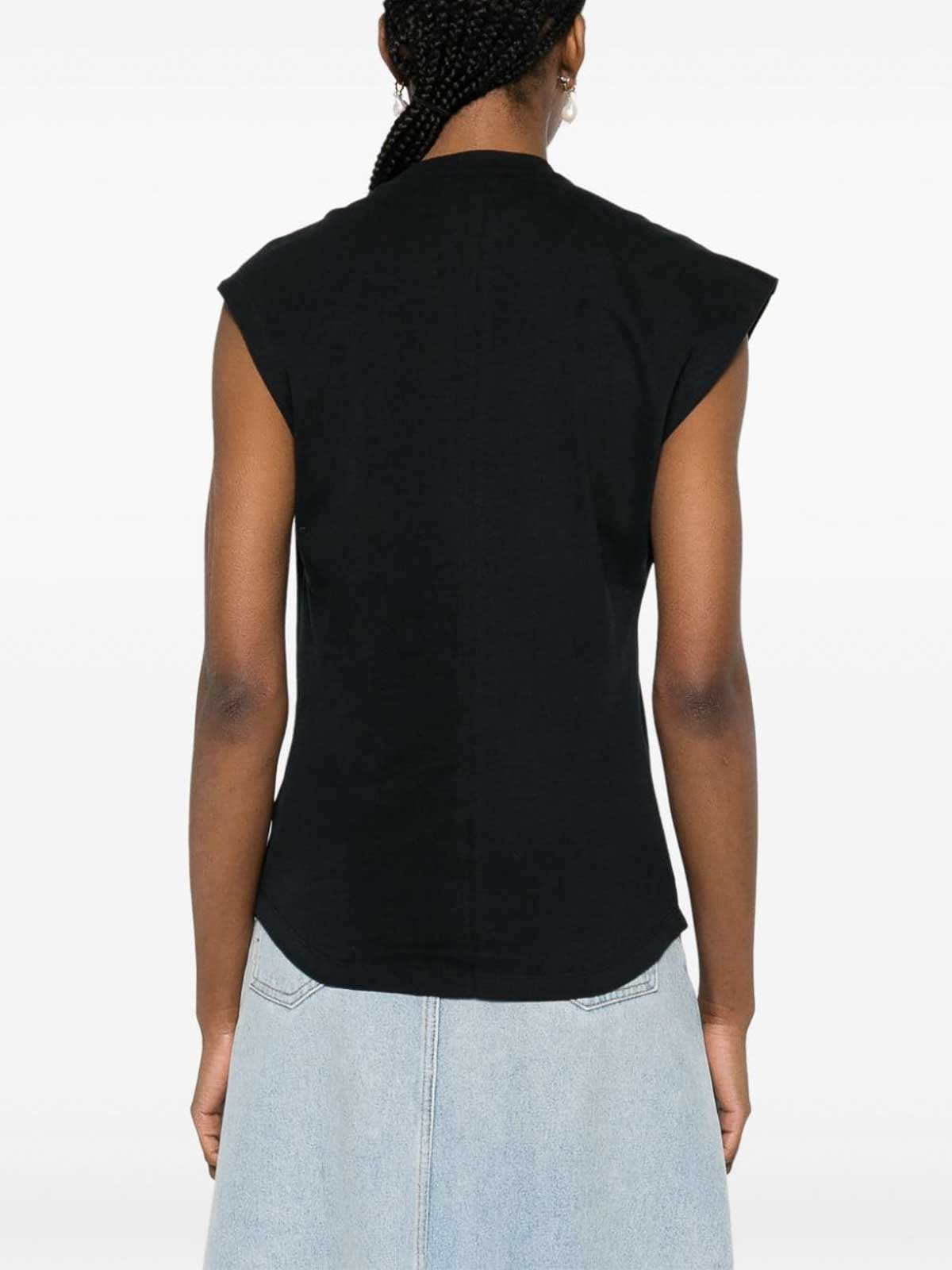 Shop Isabel Marant Asymmetric Organic Cotton T-shirt In Black