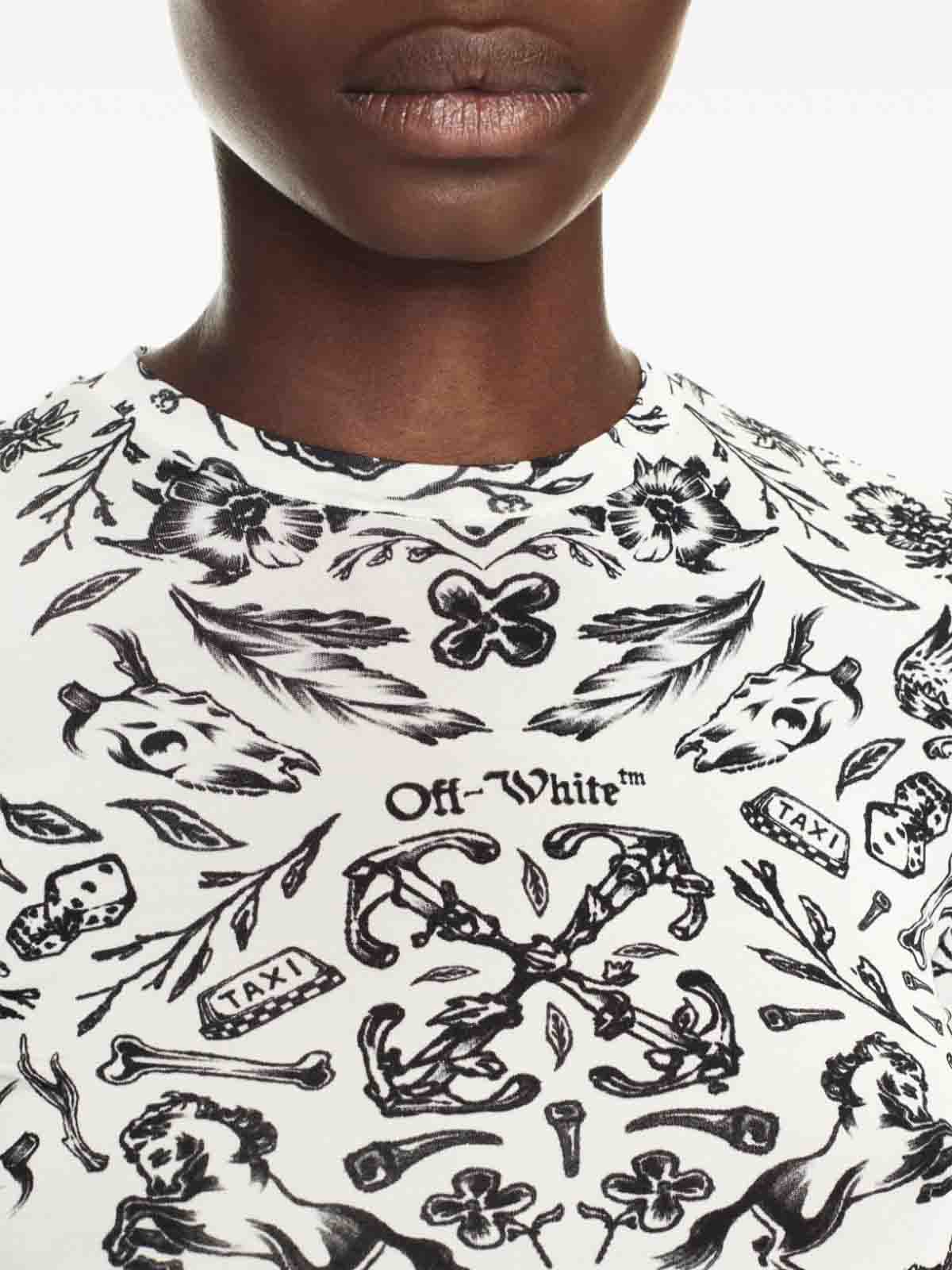 Shop Off-white Tattoo-print T-shirt In White