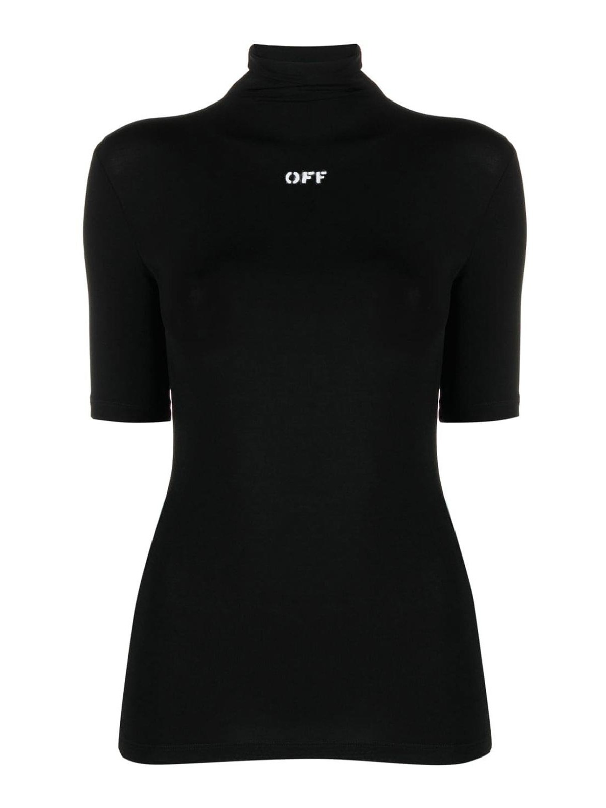 Shop Off-white Logo-print High-neck T-shirt In Black