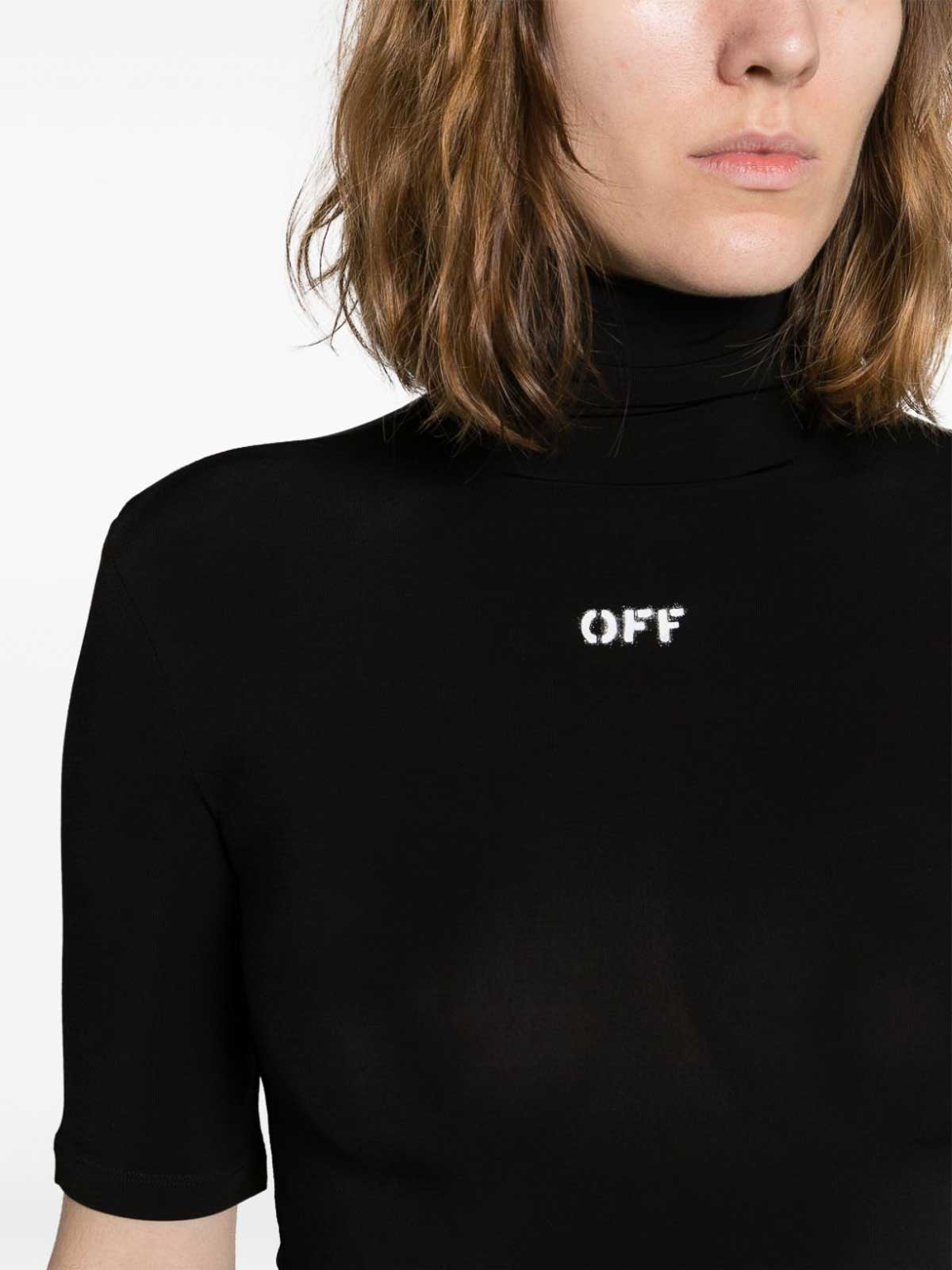 Shop Off-white Logo-print High-neck T-shirt In Black