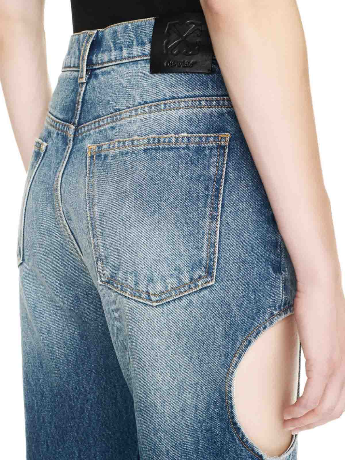 Shop Off-white Meteor Cut-out Straight-leg Jeans In Blue