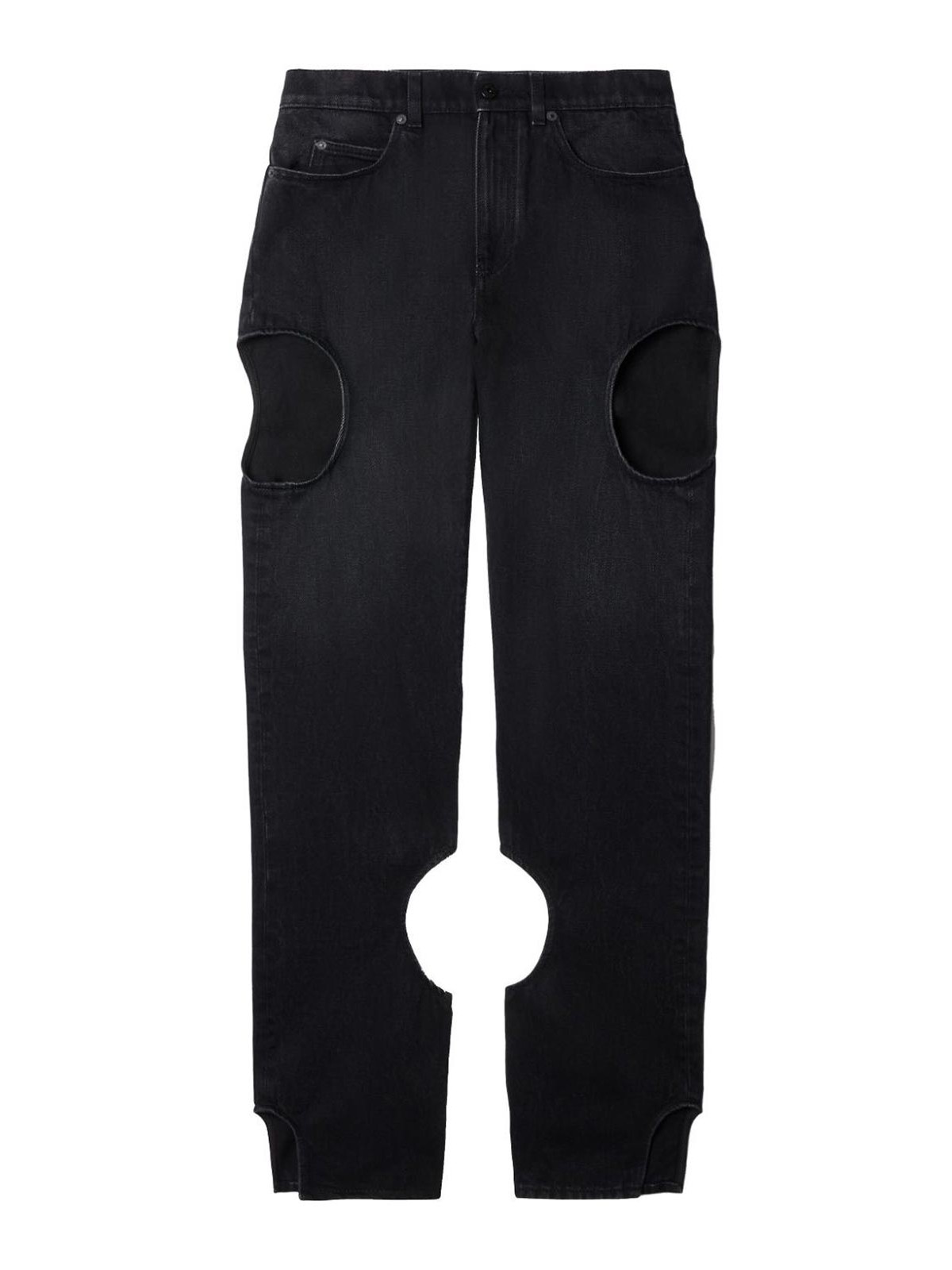 Shop Off-white Meteor Cut-out Straight-leg Jeans In Black