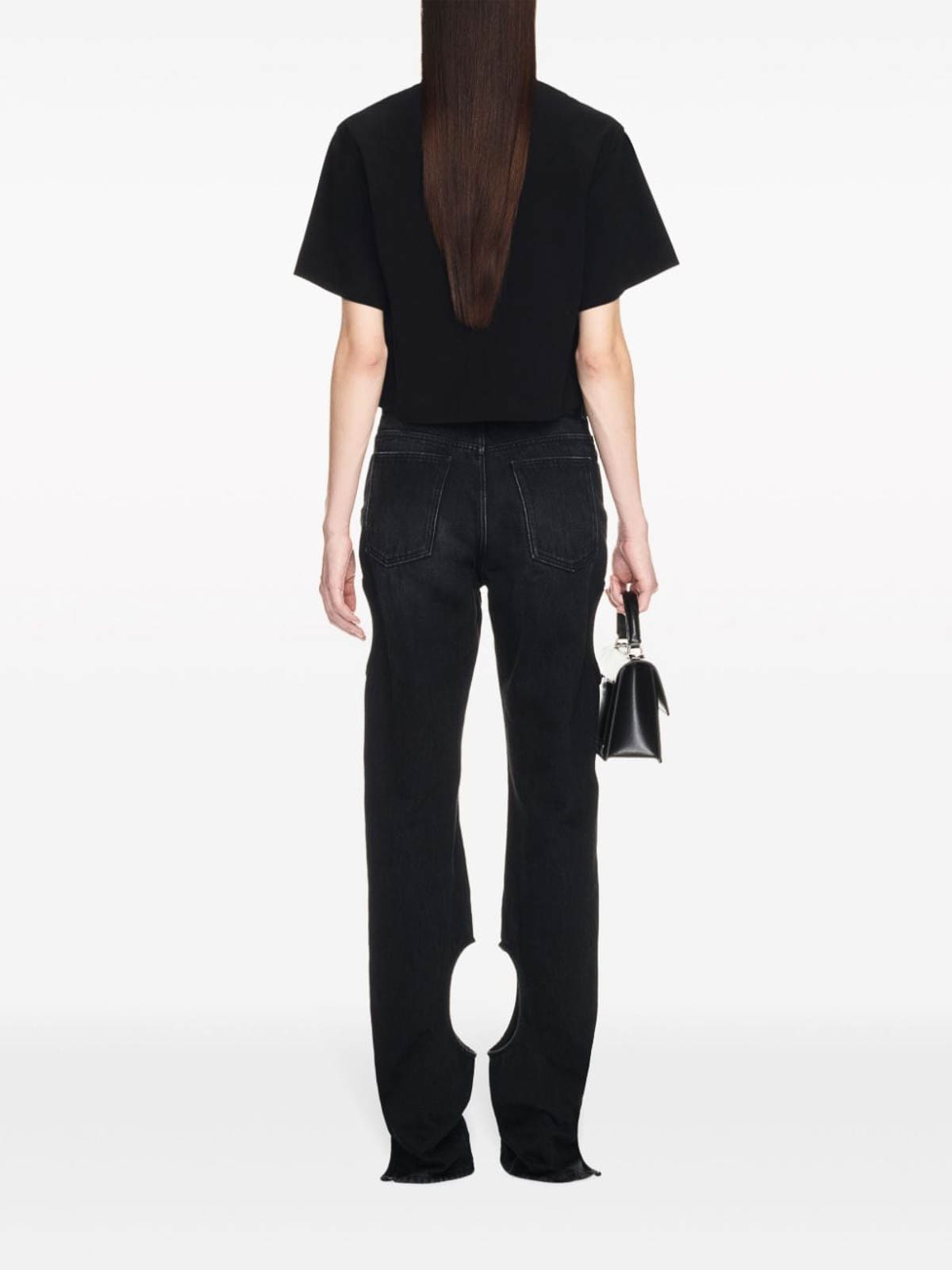 Shop Off-white Meteor Cut-out Straight-leg Jeans In Black