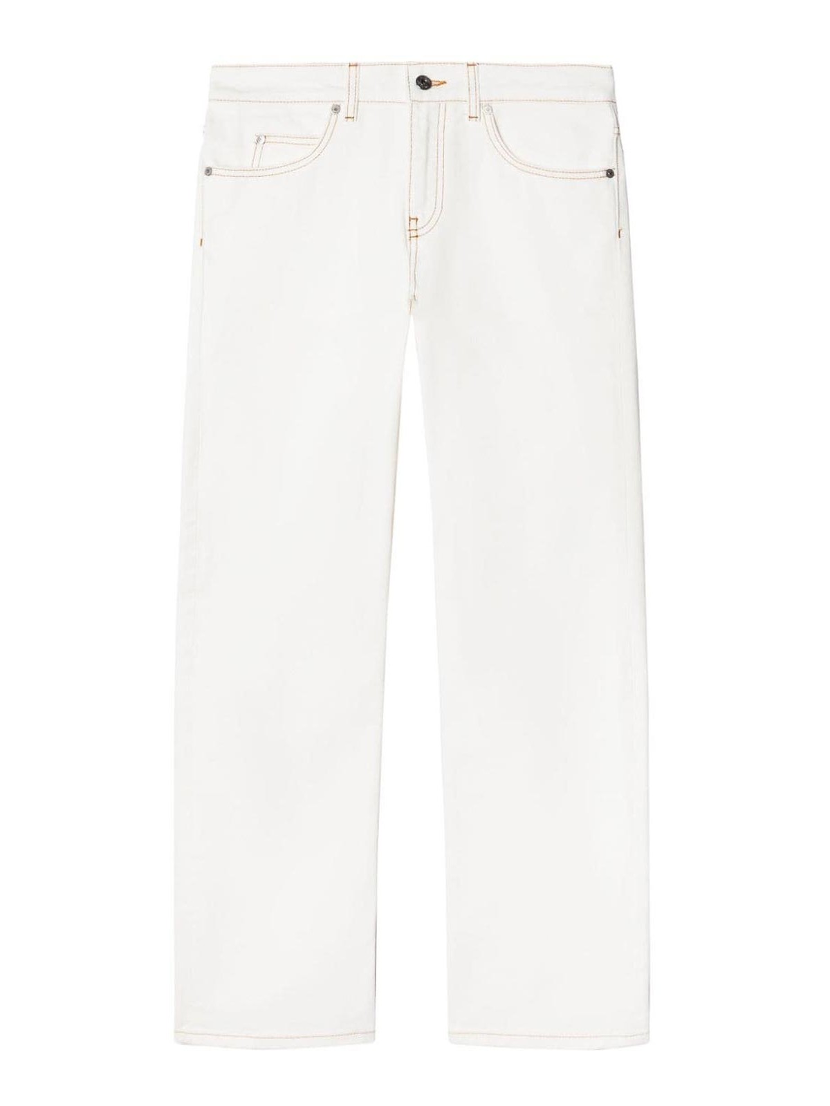Shop Off-white Contrast-stitching Straight-leg Jeans In White