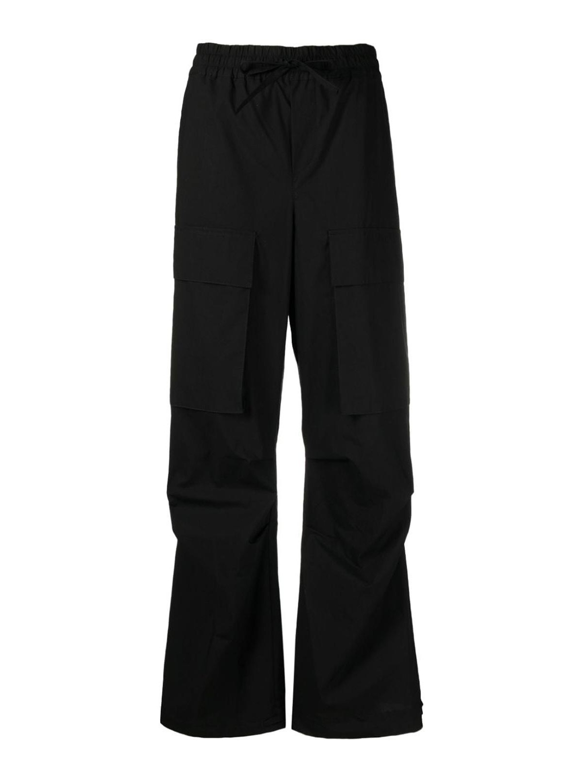 Shop P.a.r.o.s.h Cargo-pockets Cotton Trousers In Black