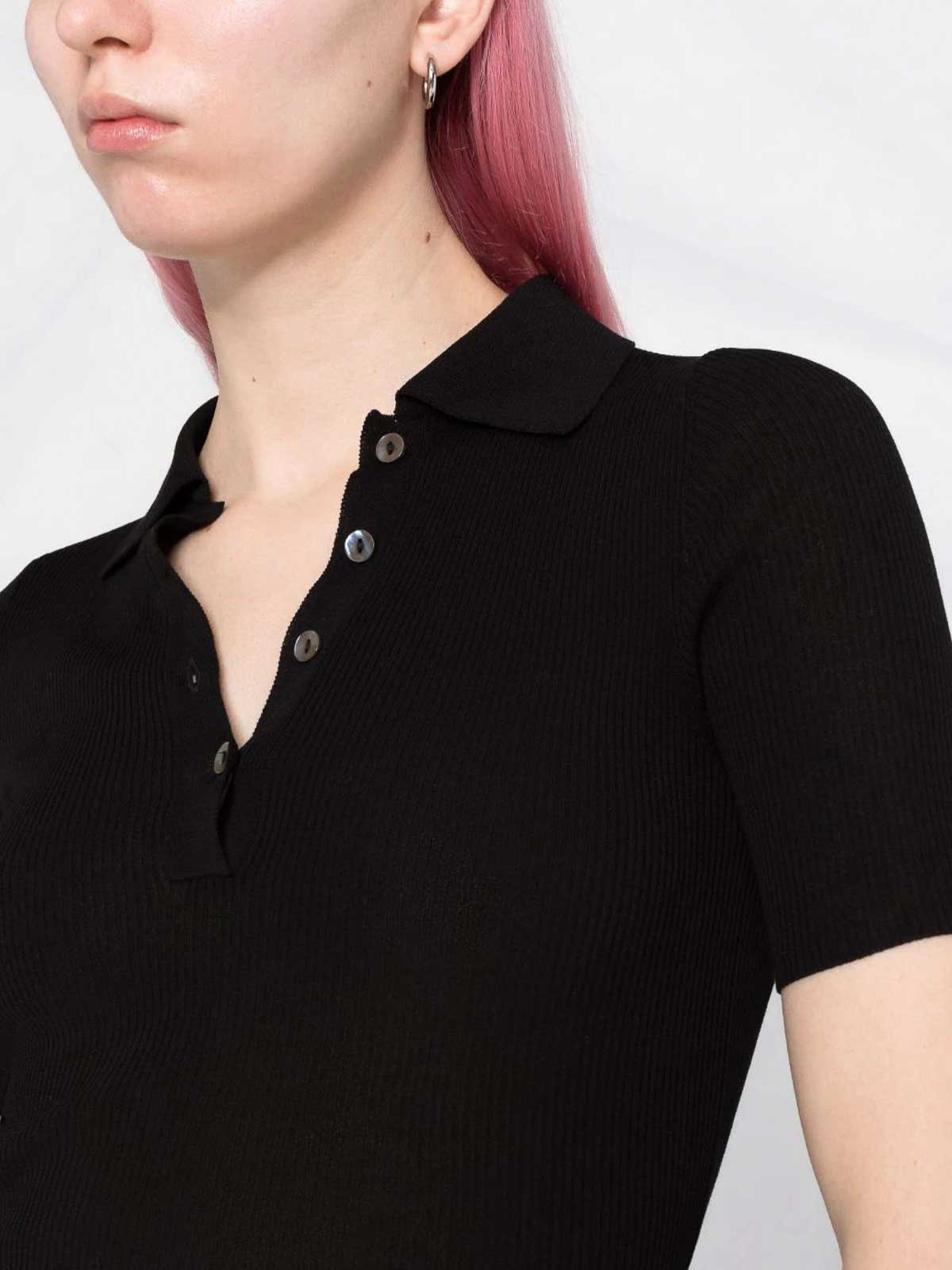 Shop P.a.r.o.s.h Knitted Polo In Black