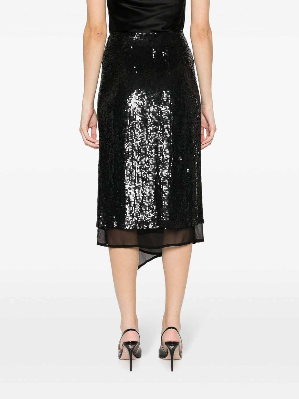 Shop P.a.r.o.s.h Sequin-embellished Skirt In Black