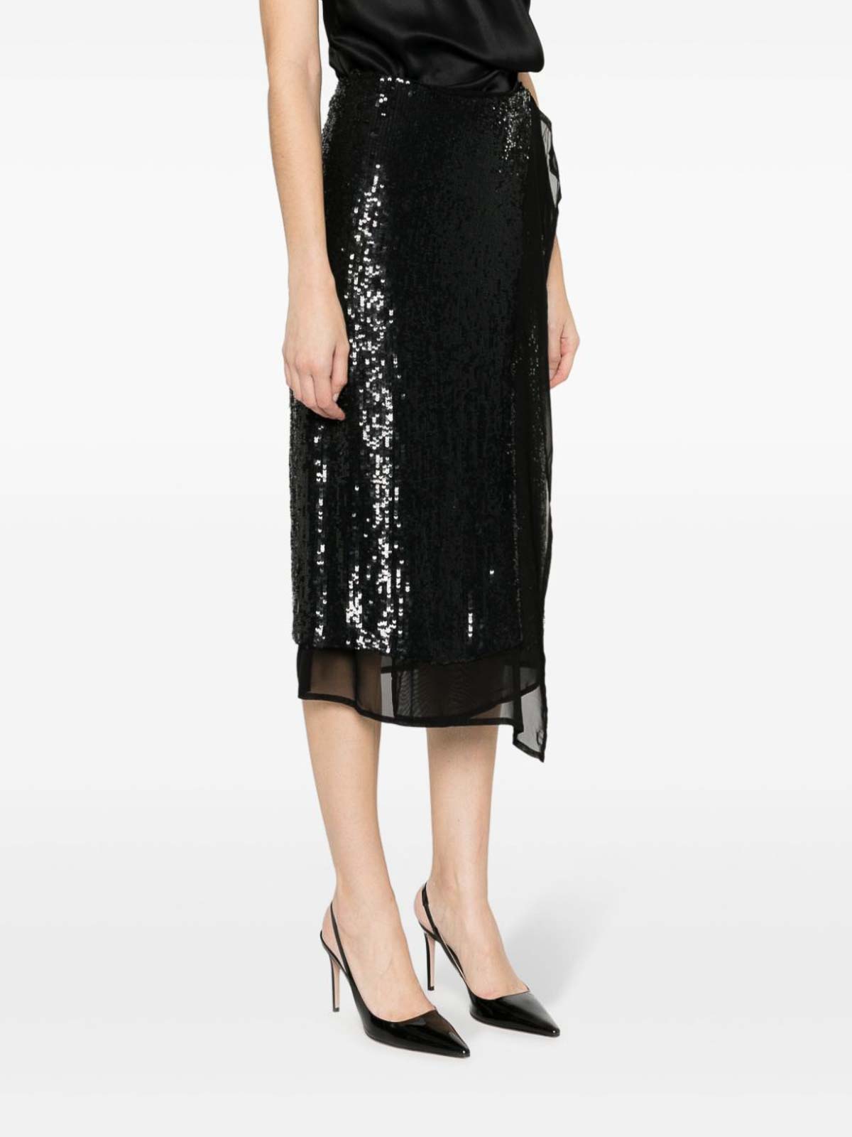 Shop P.a.r.o.s.h Sequin-embellished Skirt In Black