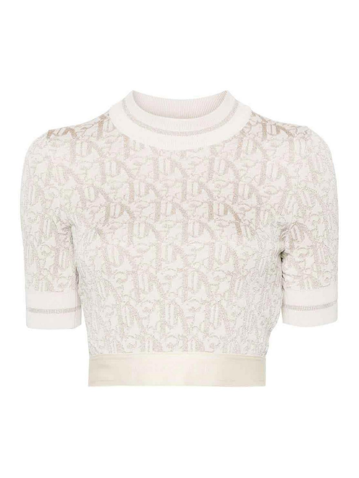 Palm Angels Monogram Cropped Top In Neutral