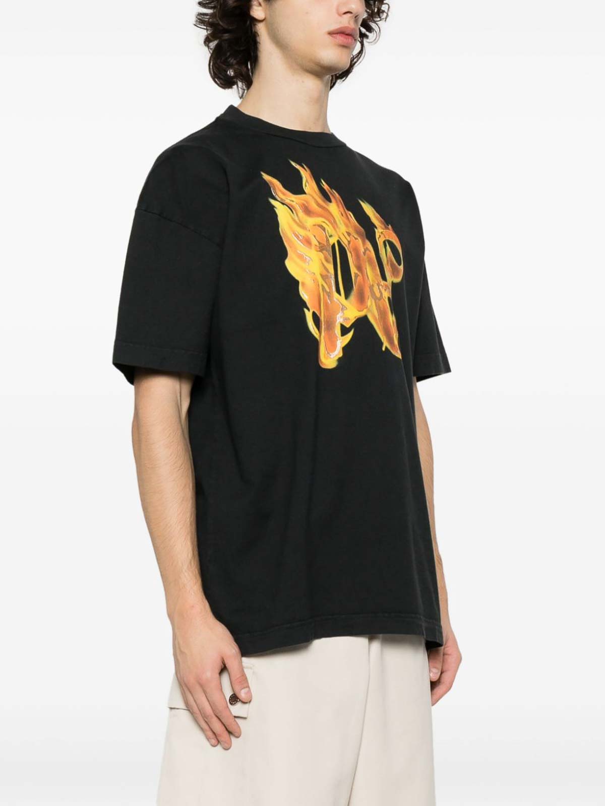 Shop Palm Angels Burning Pa-print T-shirt In Black