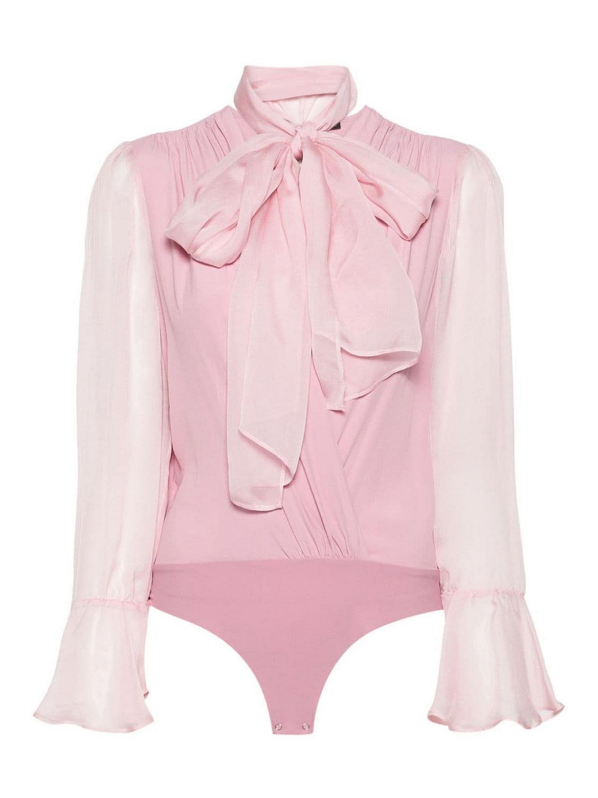 Shop Pinko Draped-detail Bodysuit In Nude & Neutrals