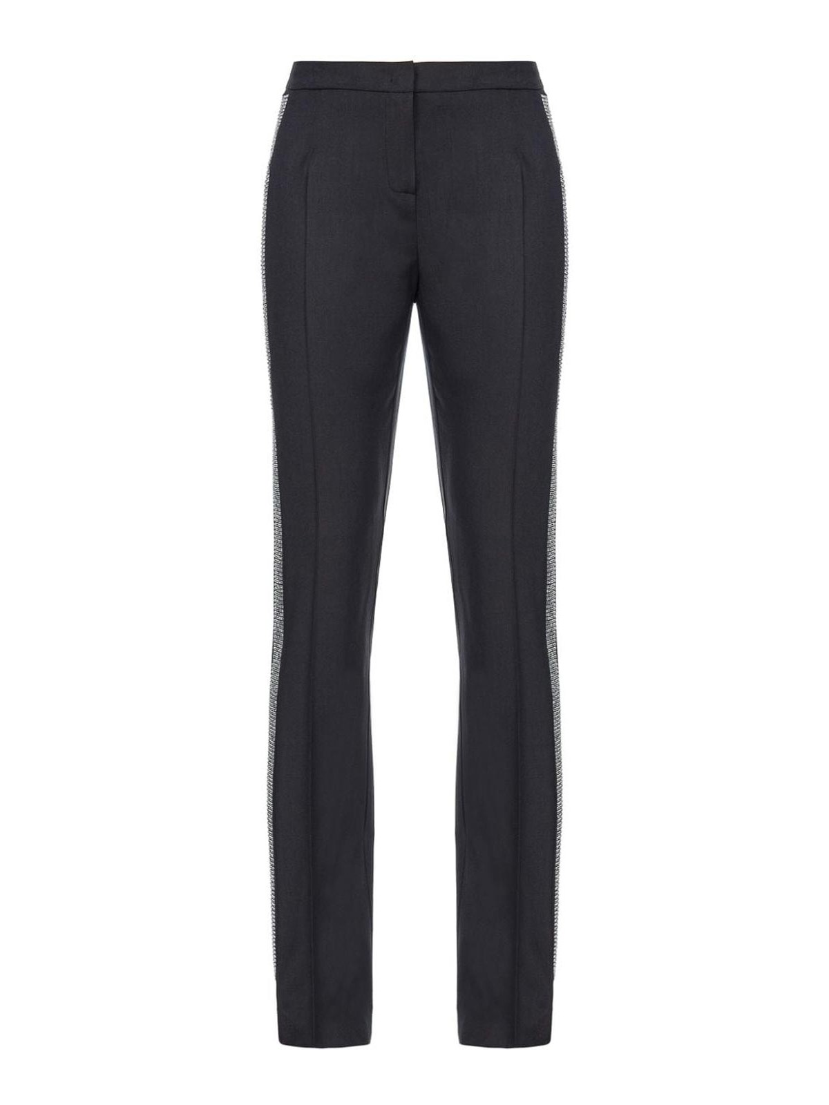 Pinko Pantalon Avec Bande En Strass In Black