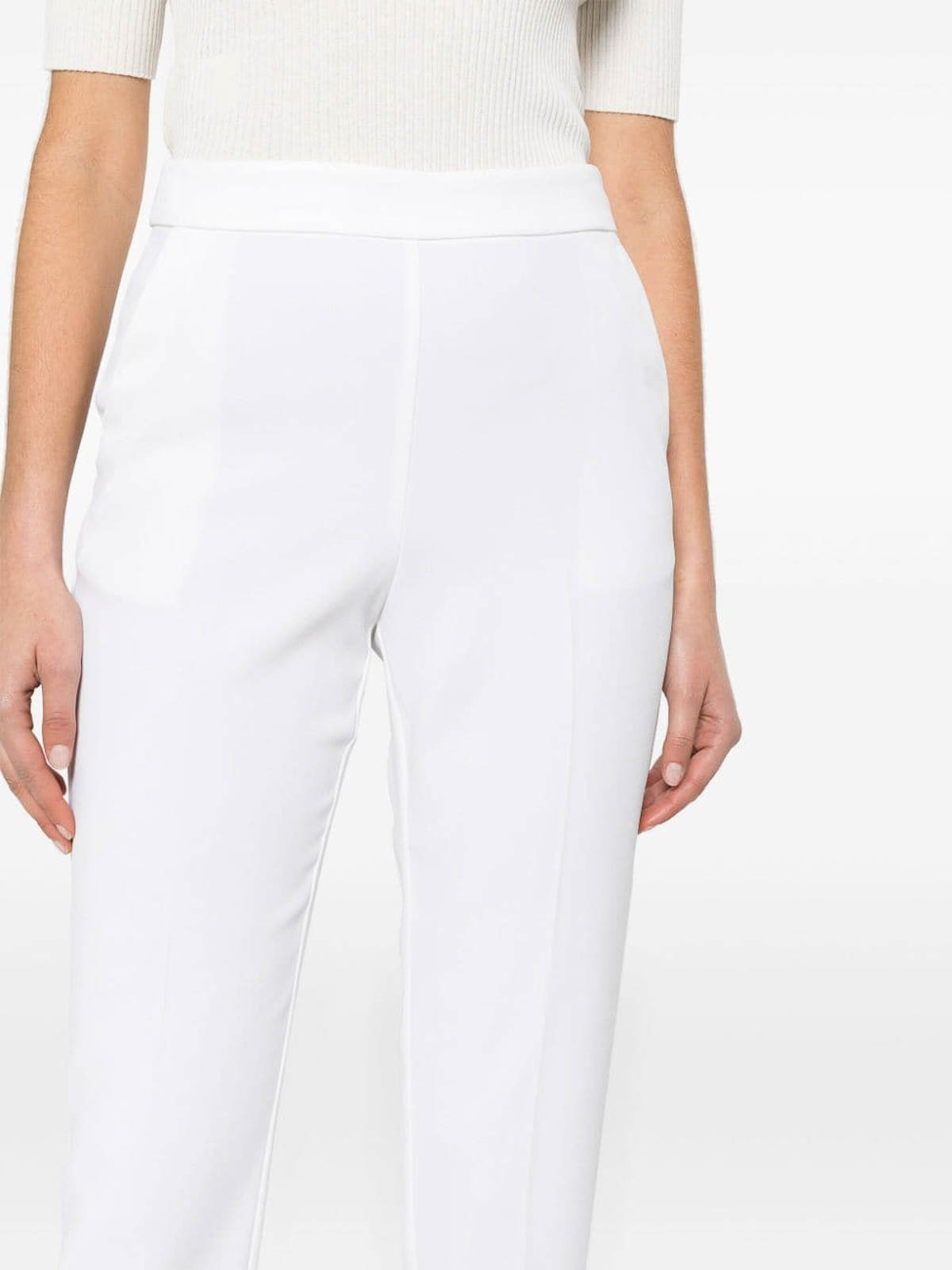 Shop Pinko High-waist Slim-fit Trousers In White