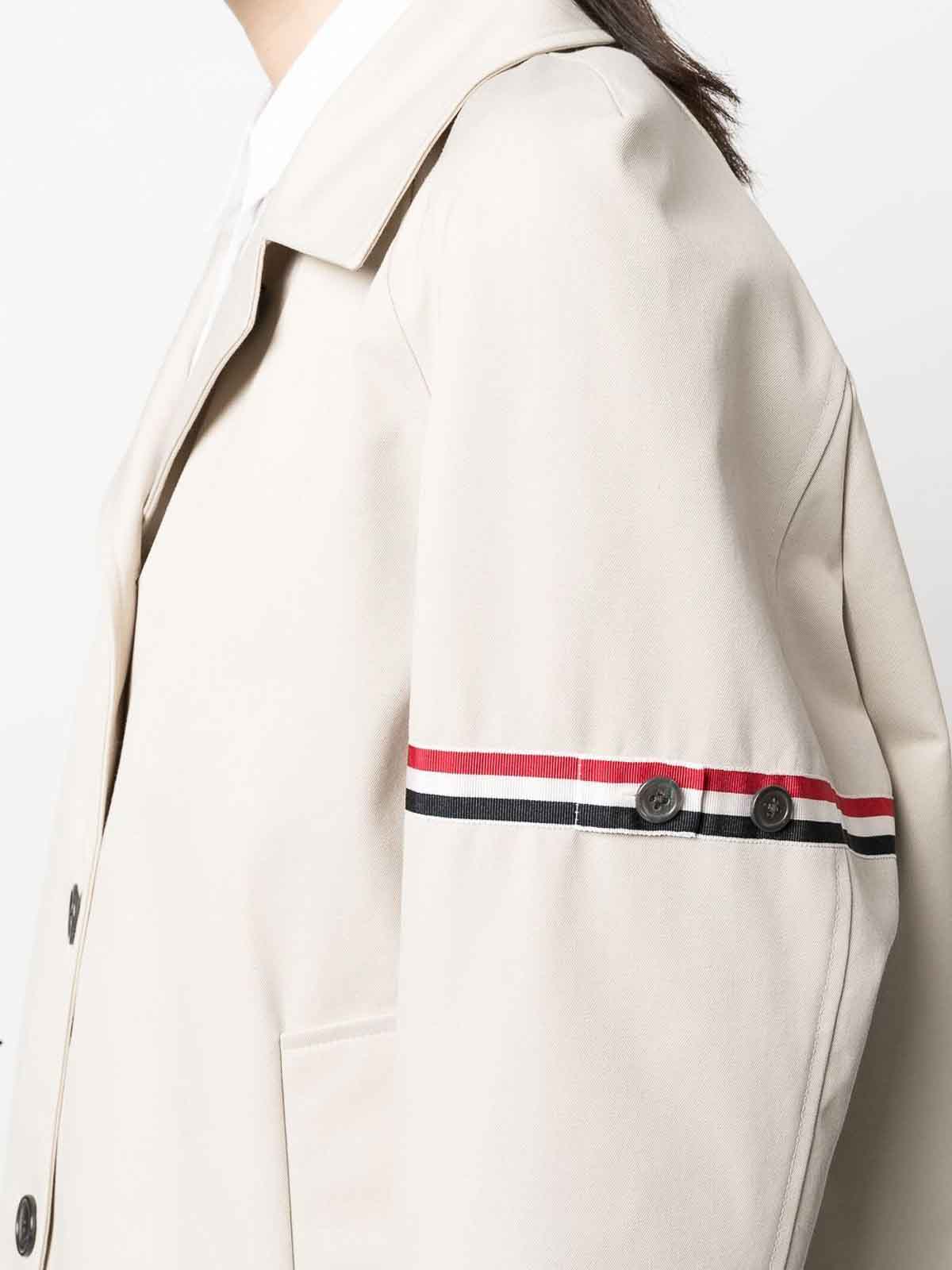 Shop Thom Browne Single-breasted Short Coat In Beige