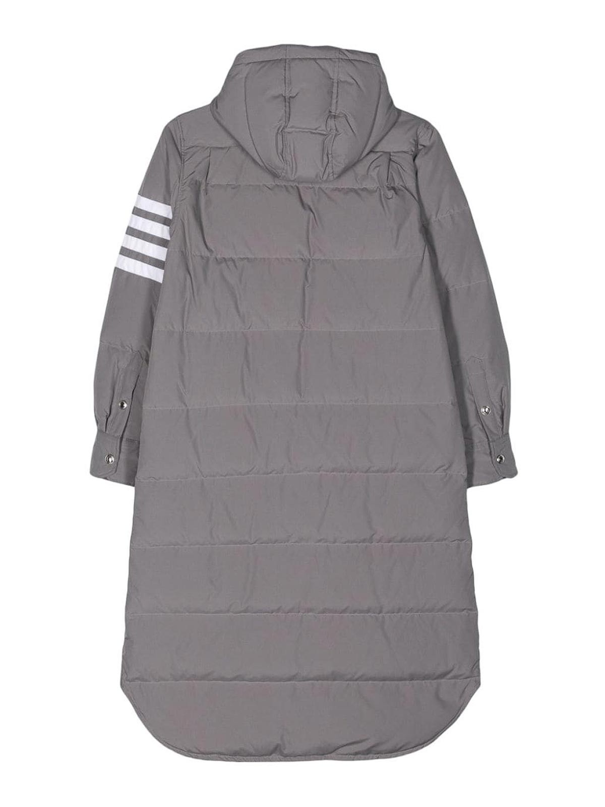 Shop Thom Browne Side-stripe-detail Padded Coat In Grey