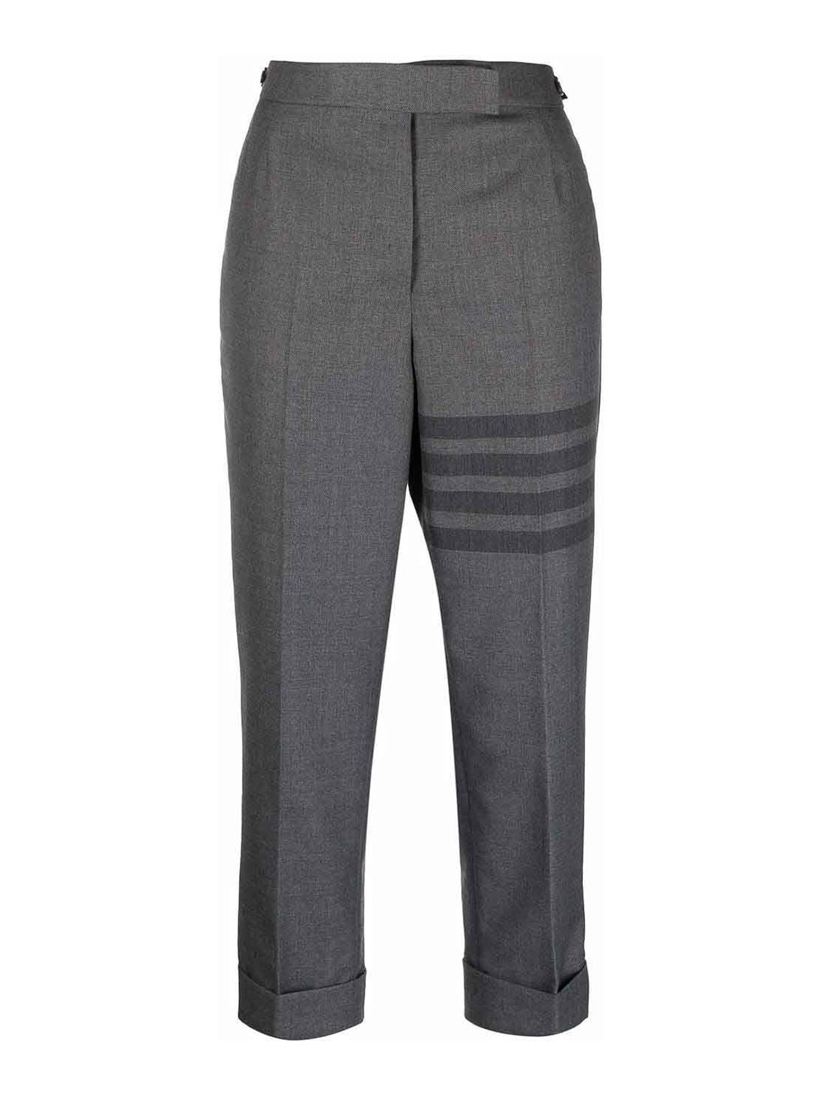 Shop Thom Browne 4-bar Cropped Trousers In Grey