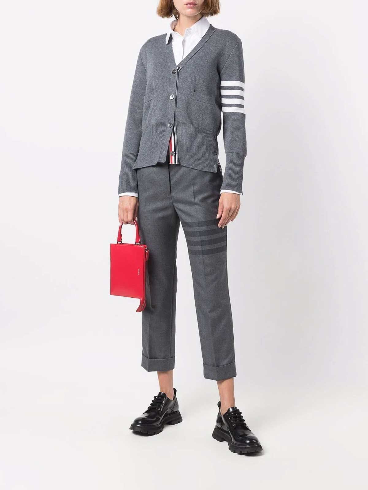 Shop Thom Browne 4-bar Cropped Trousers In Grey