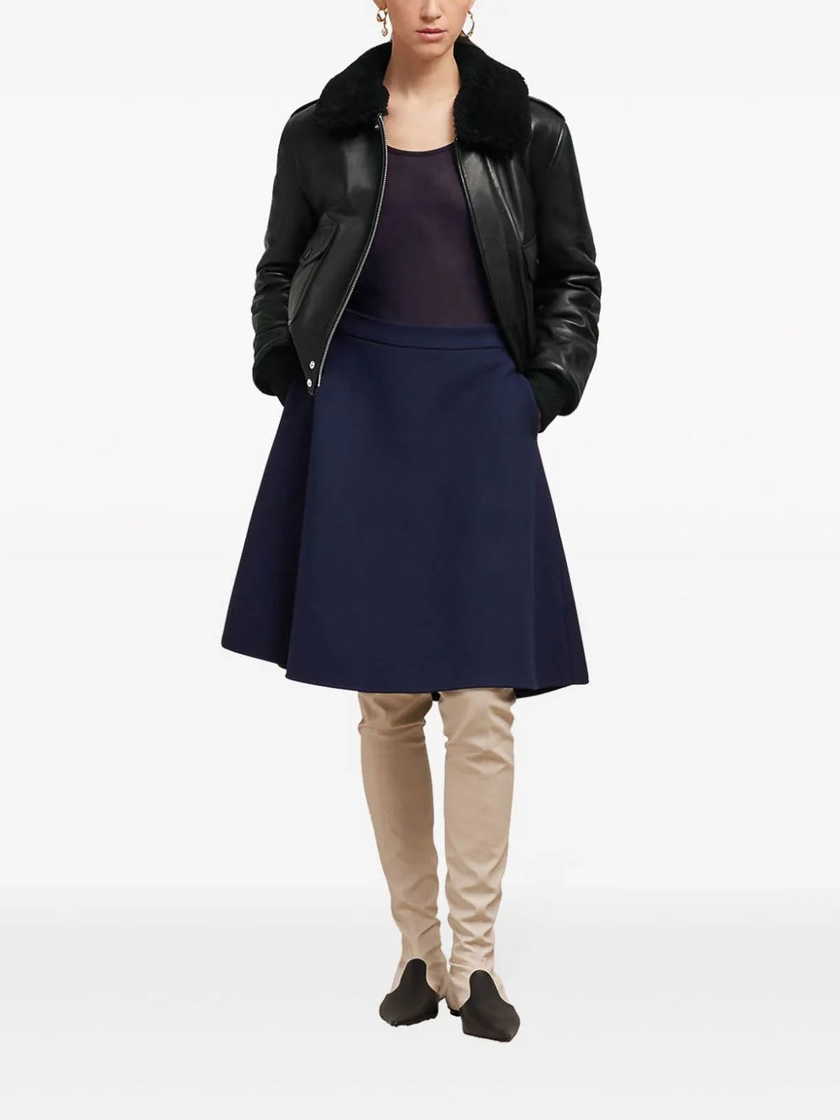 Shop Ami Alexandre Mattiussi Viring-wool Blend A-line Skirt In Blue
