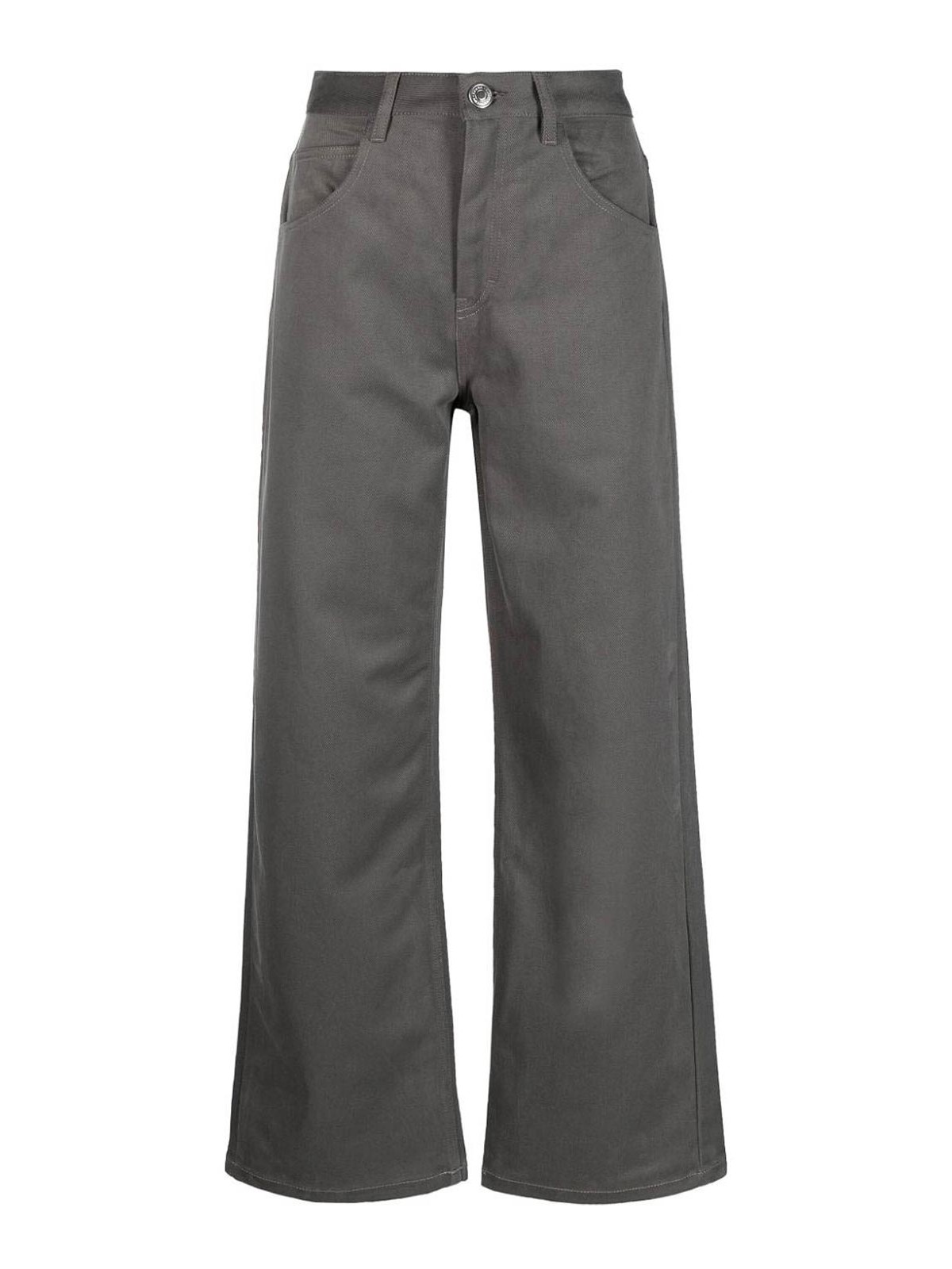 Shop Ami Alexandre Mattiussi Straight-leg Cotton Trousers In Grey