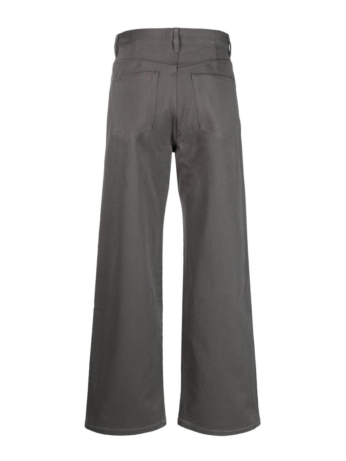 Shop Ami Alexandre Mattiussi Straight-leg Cotton Trousers In Grey