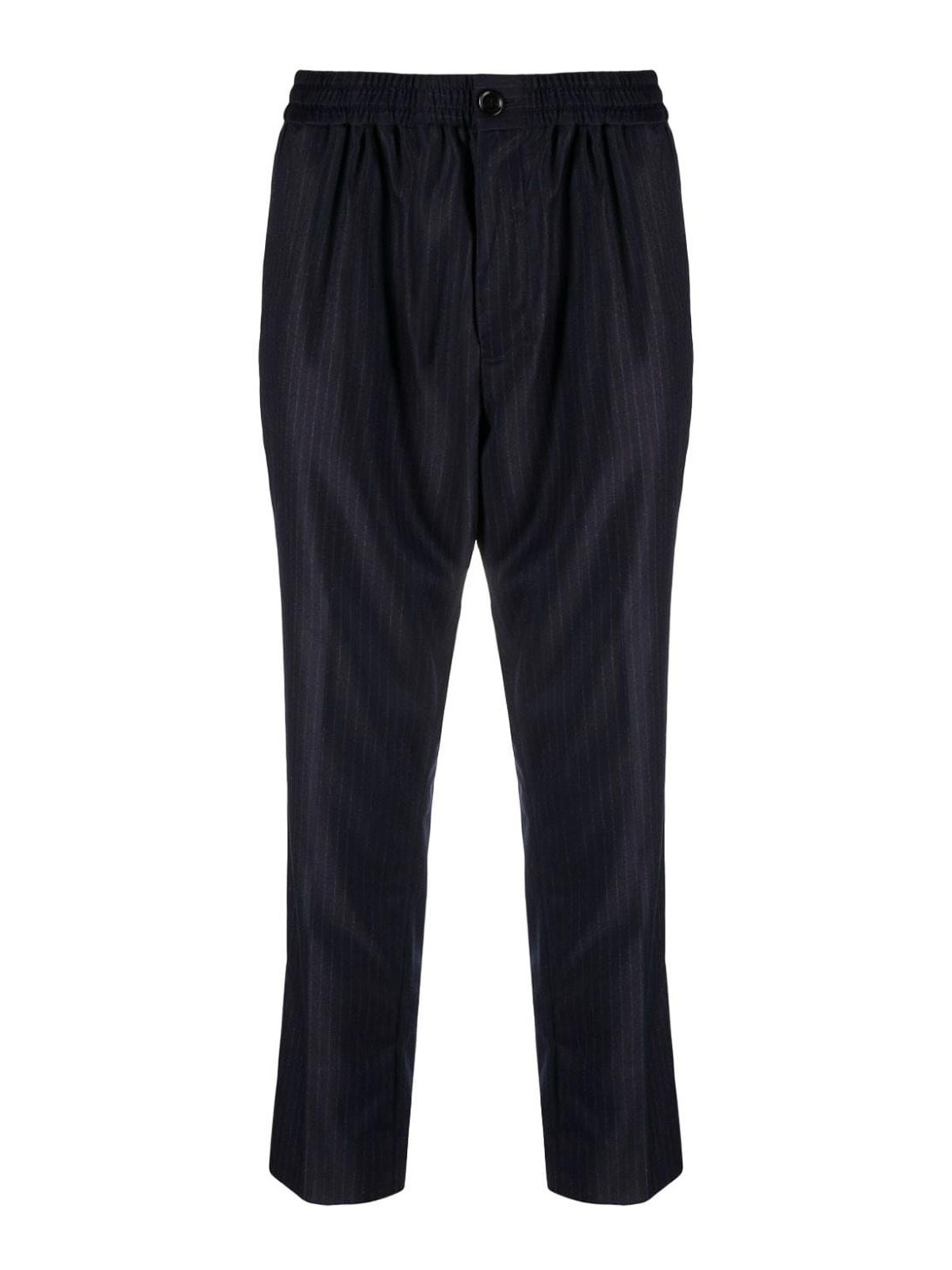 Shop Ami Alexandre Mattiussi Cropped Virgin Wool Trousers In Dark Blue