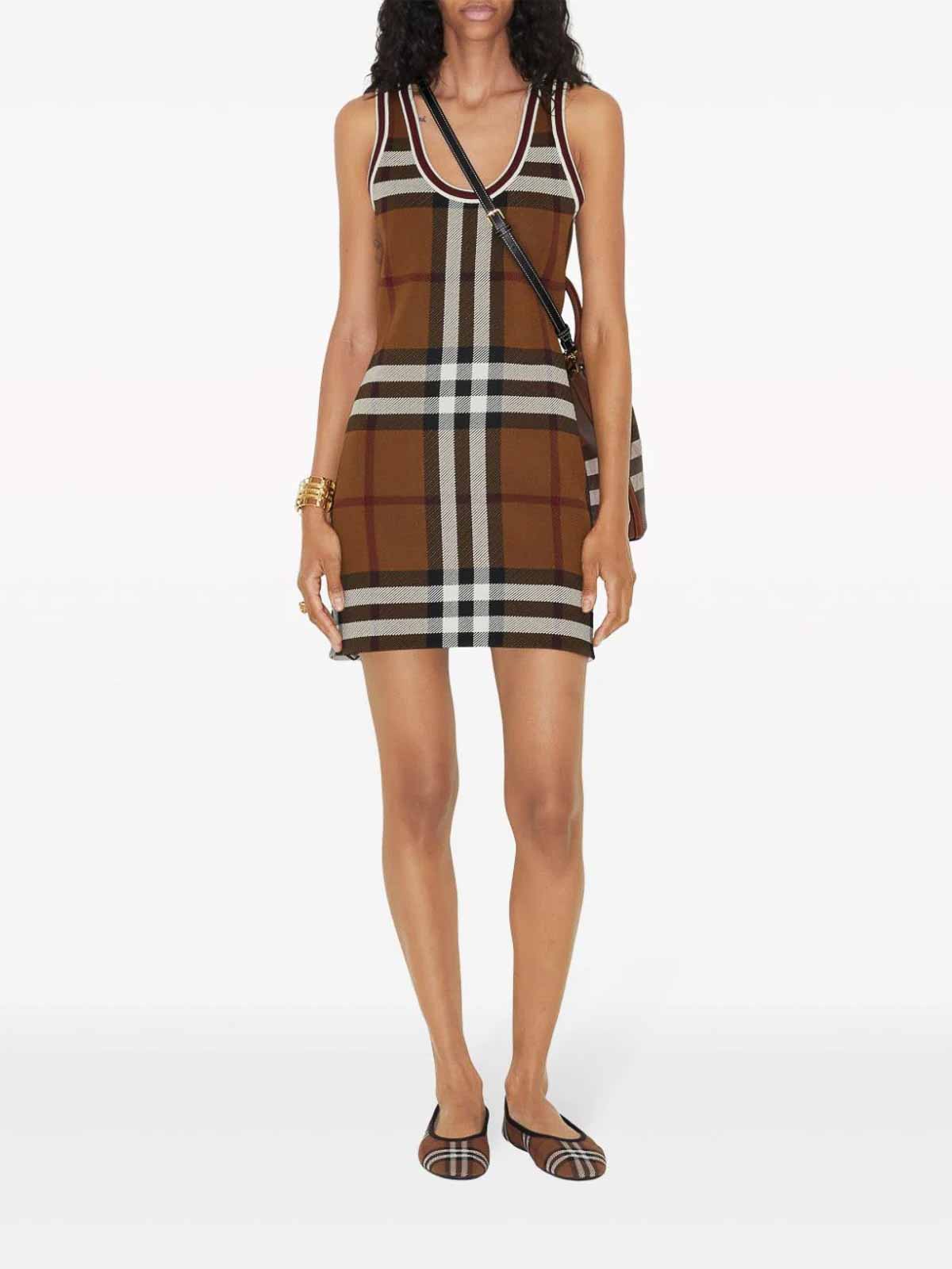 Burberry❤️Brown Check Mini Dress Burberry Checked Mini Dress